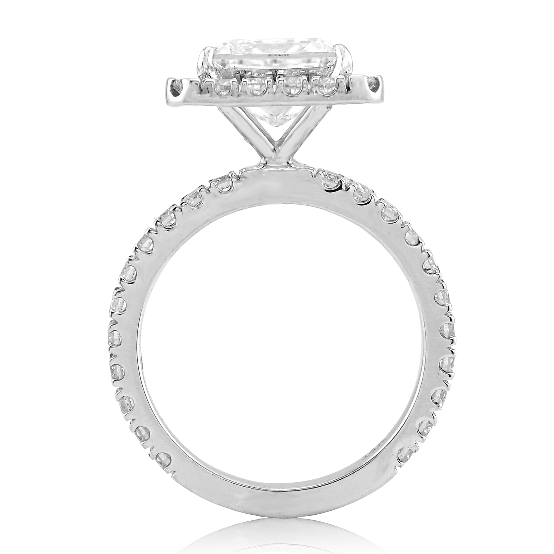 14K White Gold 3.01CT Radiant Solitaire Centre Round Side 4.51TC Lab Diamond Women Ring - Elite Jewelers - Rings