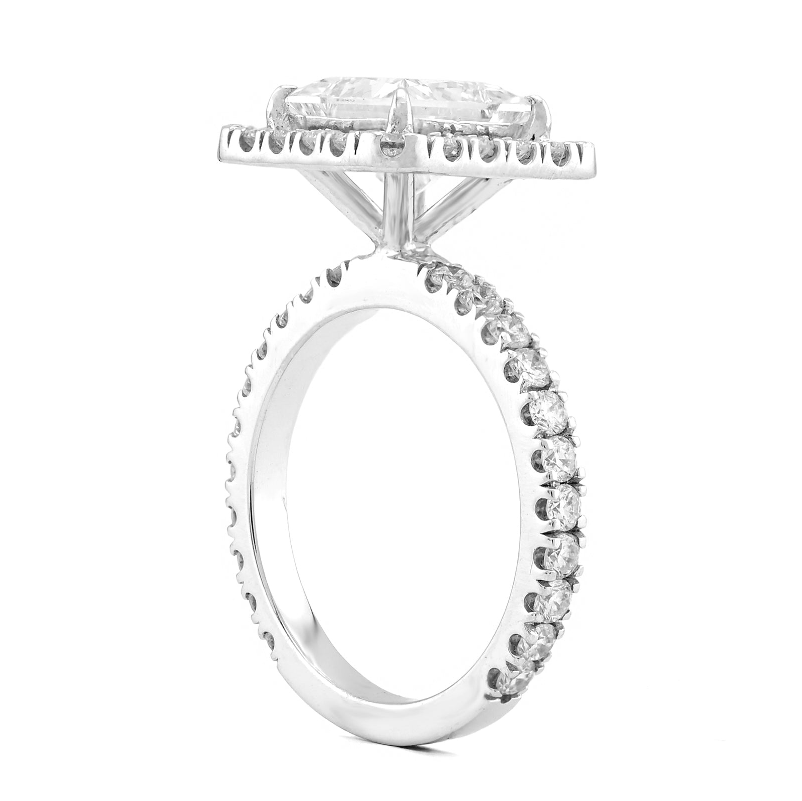 14K White Gold 3.01CT Radiant Solitaire Centre Round Side 4.51TC Lab Diamond Women Ring - Elite Jewelers - Rings