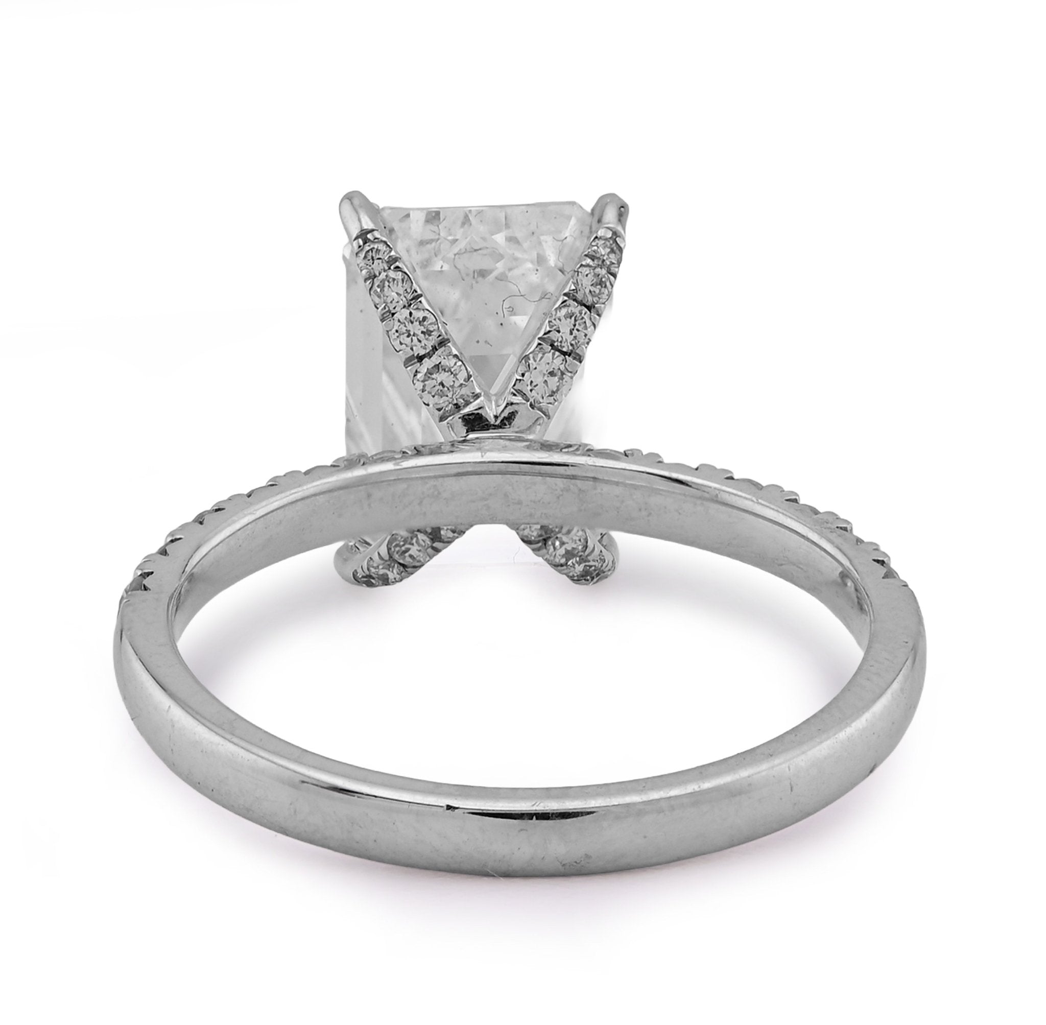 14K White Gold 3CT Centre Emerald Solitaire 4.0TC Side Iced Women Lab Diamond Ring - Elite Jewelers - Rings