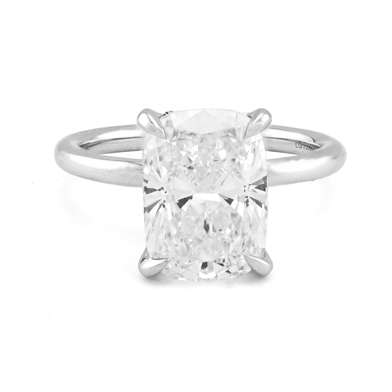 14K White Gold 4.03CT Cushion Cut Solitaire Centre 4.17TC Lab Diamond Women Ring - Elite Jewelers - Rings
