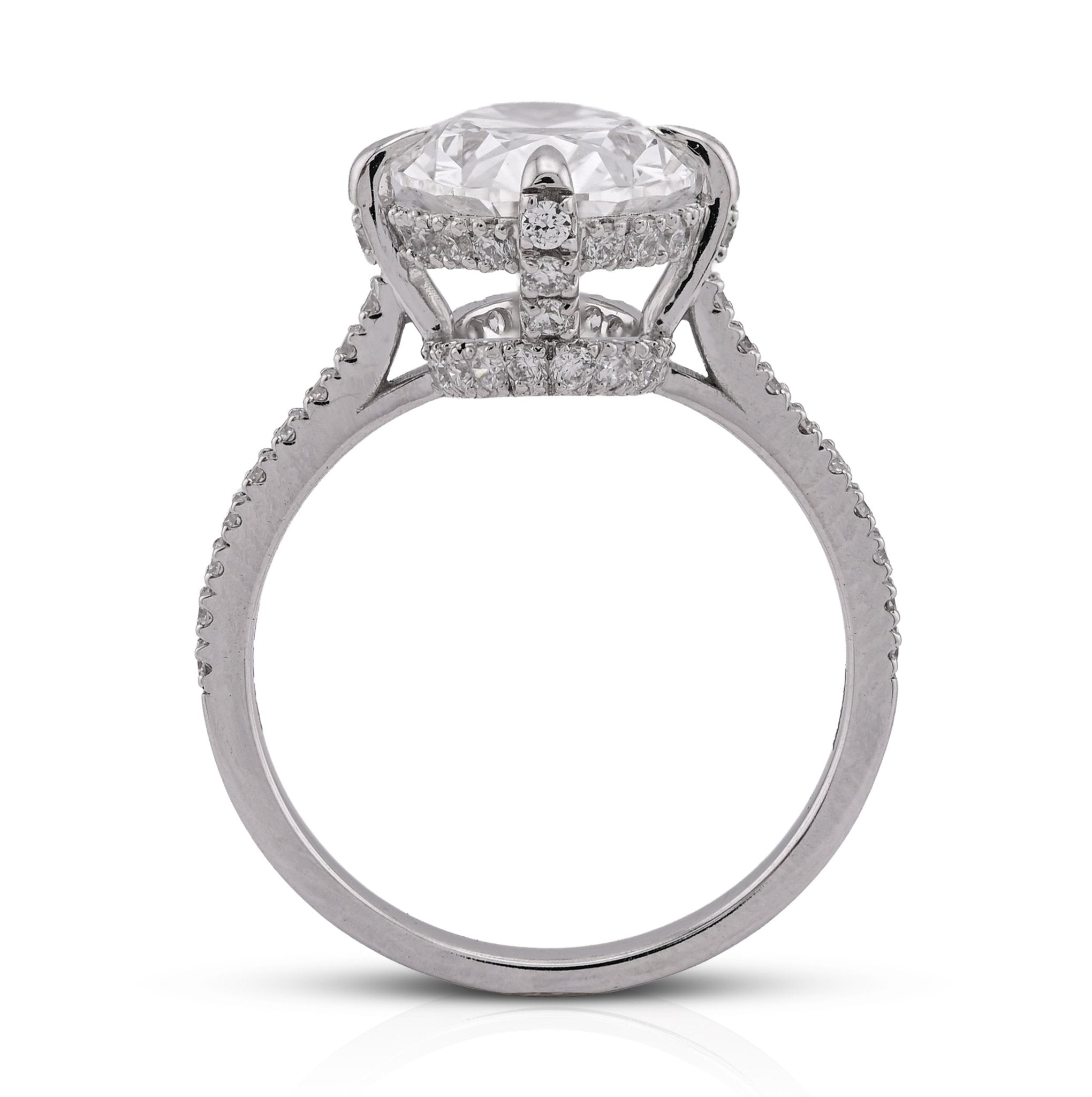 14K White Gold 4.69CT Oval Solitaire Centre Lab Diamond Women Ring - Elite Jewelers - Rings
