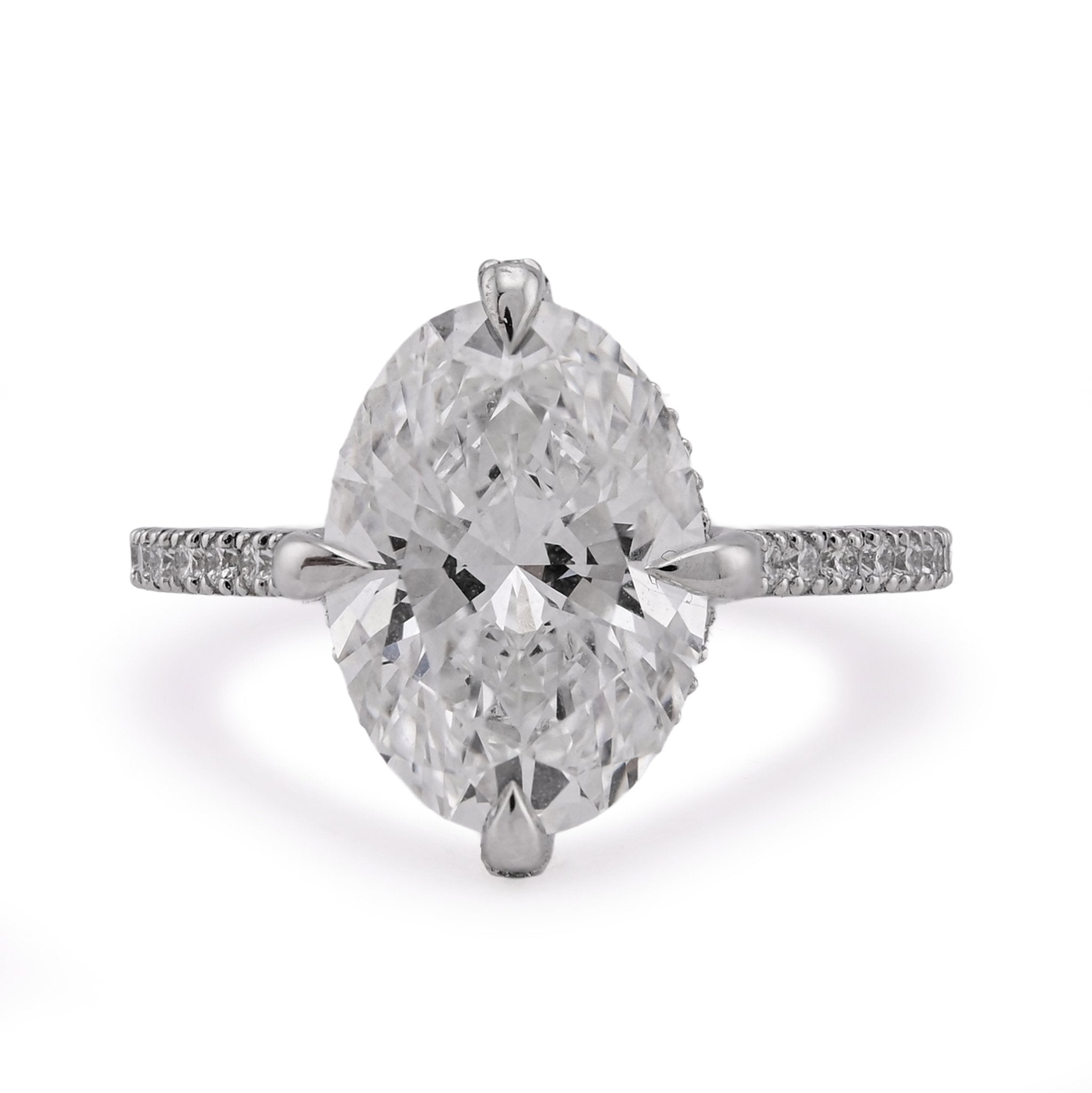 14K White Gold 4.69CT Oval Solitaire Centre Lab Diamond Women Ring - Elite Jewelers - Rings