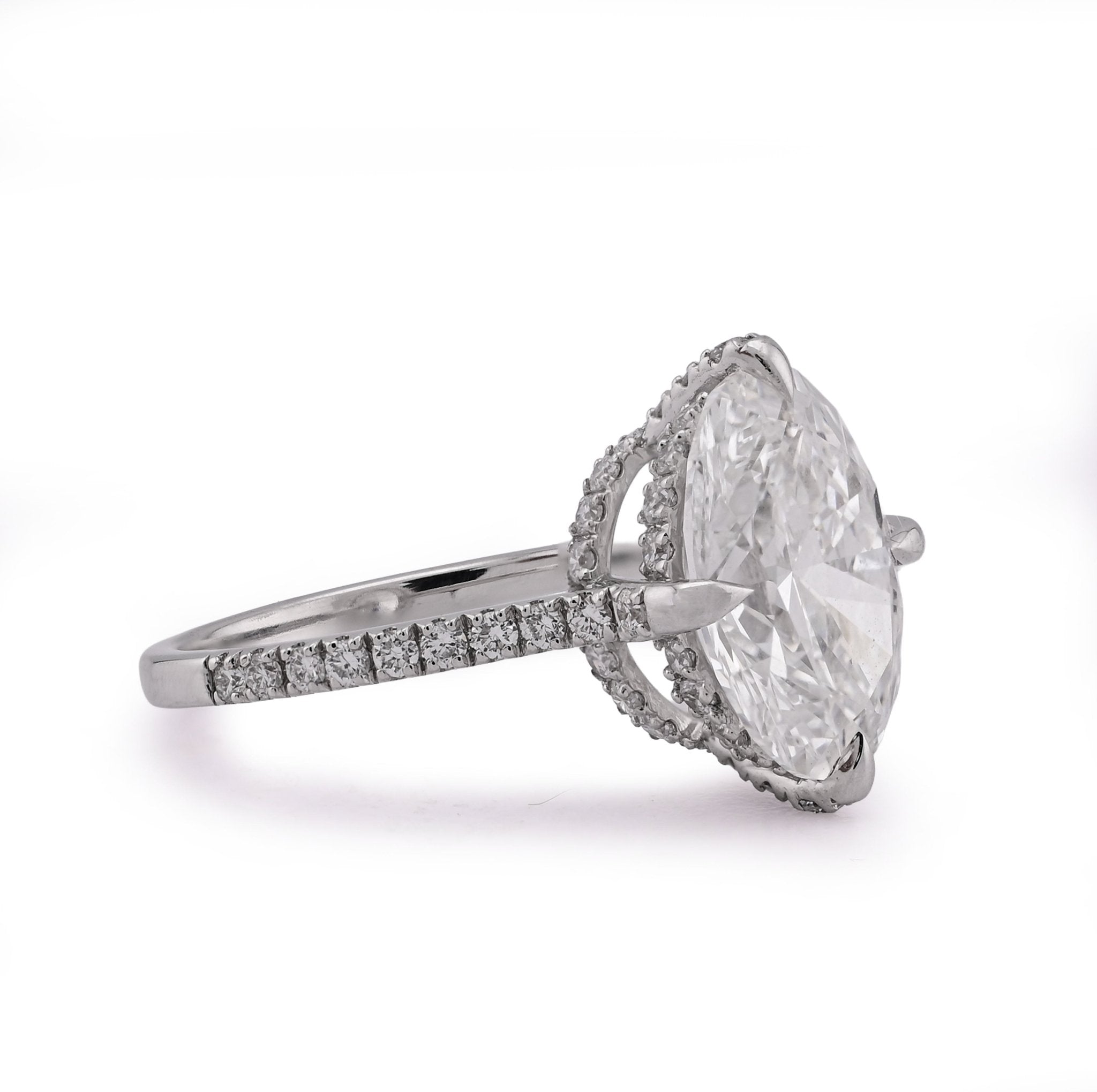 14K White Gold 4.69CT Oval Solitaire Centre Lab Diamond Women Ring - Elite Jewelers - Rings