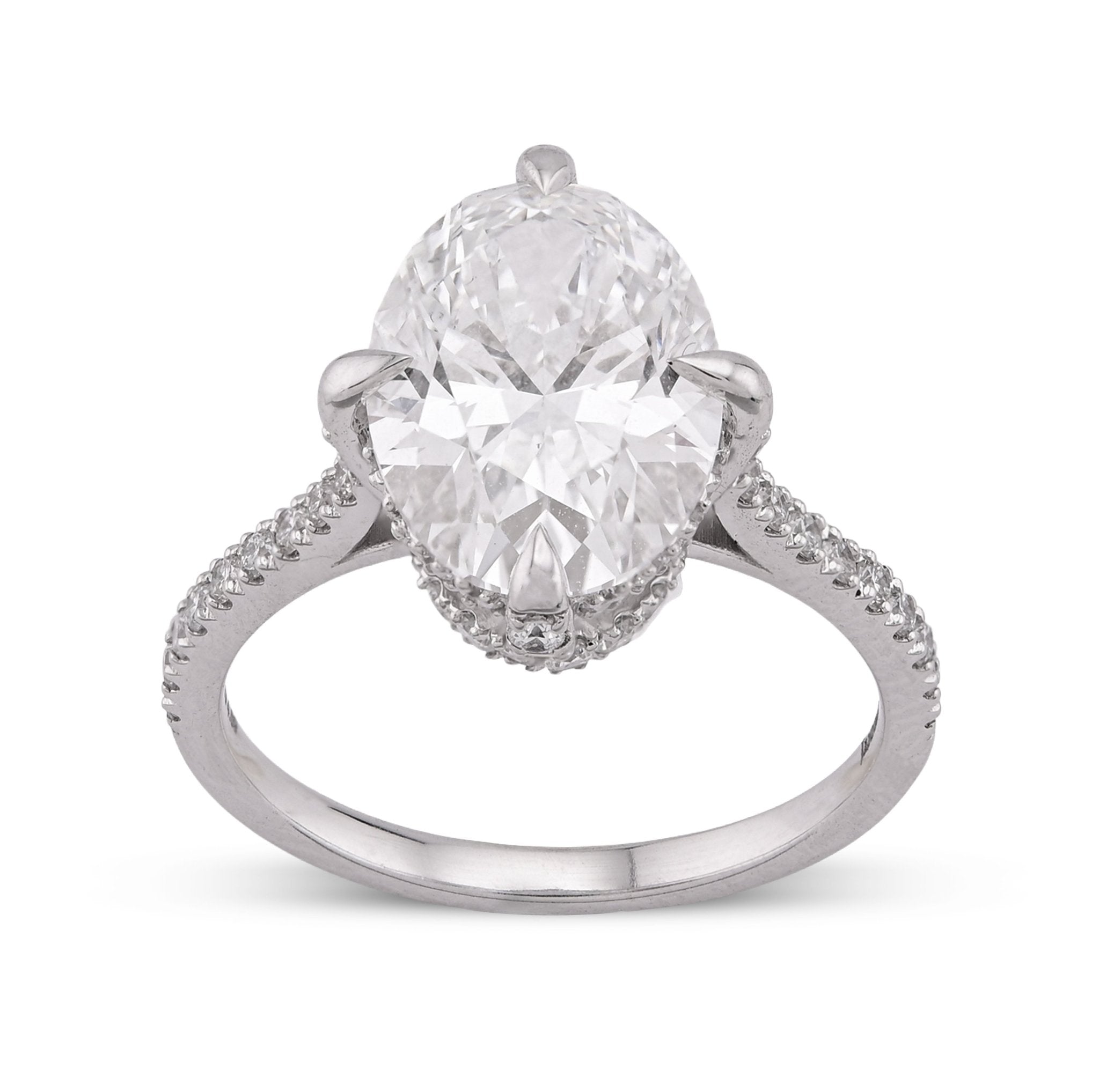 14K White Gold 4.69CT Oval Solitaire Centre Lab Diamond Women Ring - Elite Jewelers - Rings