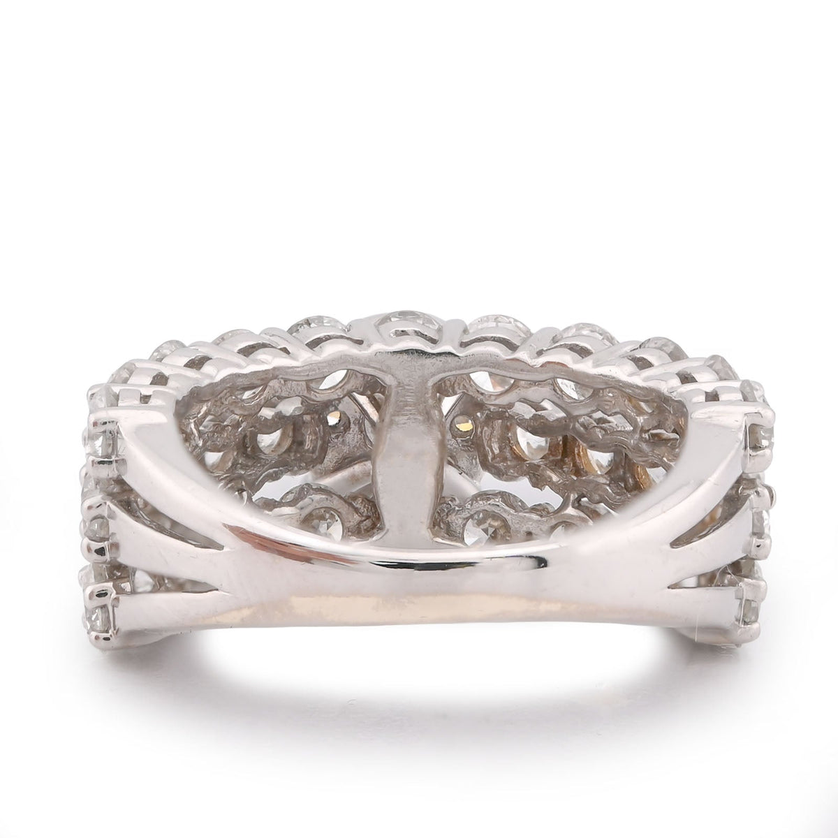 14K White Gold 4.8CT Natural Diamond Round Centre 3 Row Women Ring - Elite Jewelers-Rings