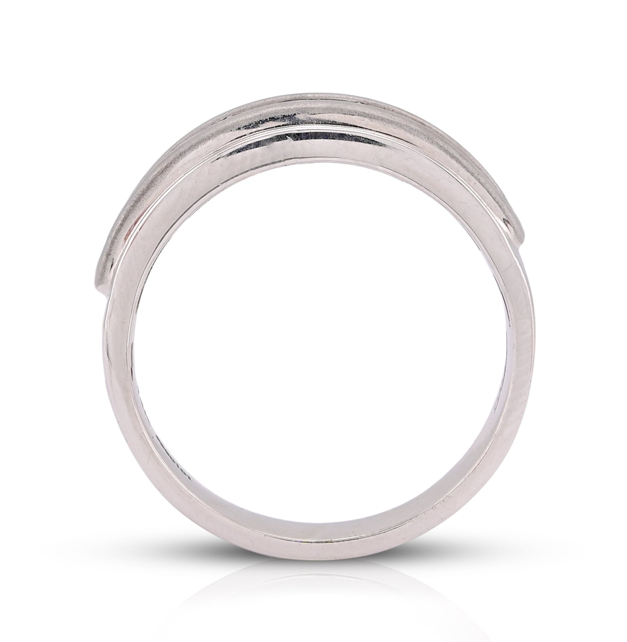 14K White Gold 5 Stone Centre Single Row 0.50CT Lab Diamond Men Band - Elite Jewelers-Rings