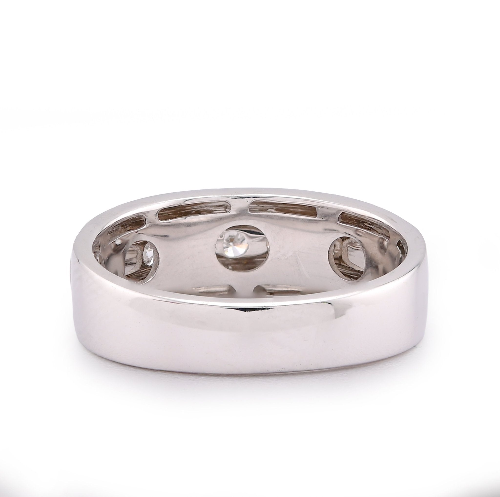 14K White Gold 5 Stone Centre Single Row 0.50CT Lab Diamond Men Band - Elite Jewelers-Rings