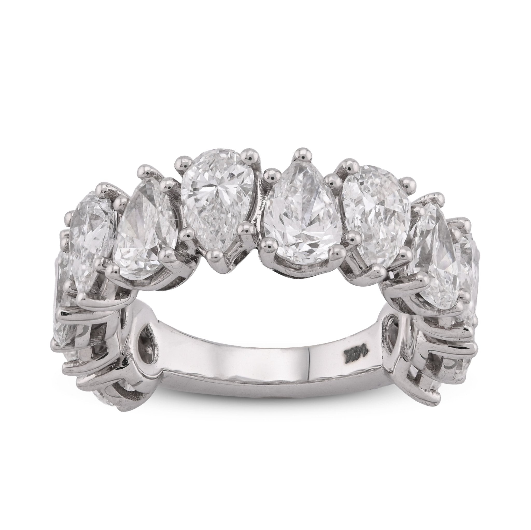 14K White Gold 5.95CT Tear Drop/Pear Shape Link Solitaire Diamonds Lab Women Ring - Elite Jewelers - Rings