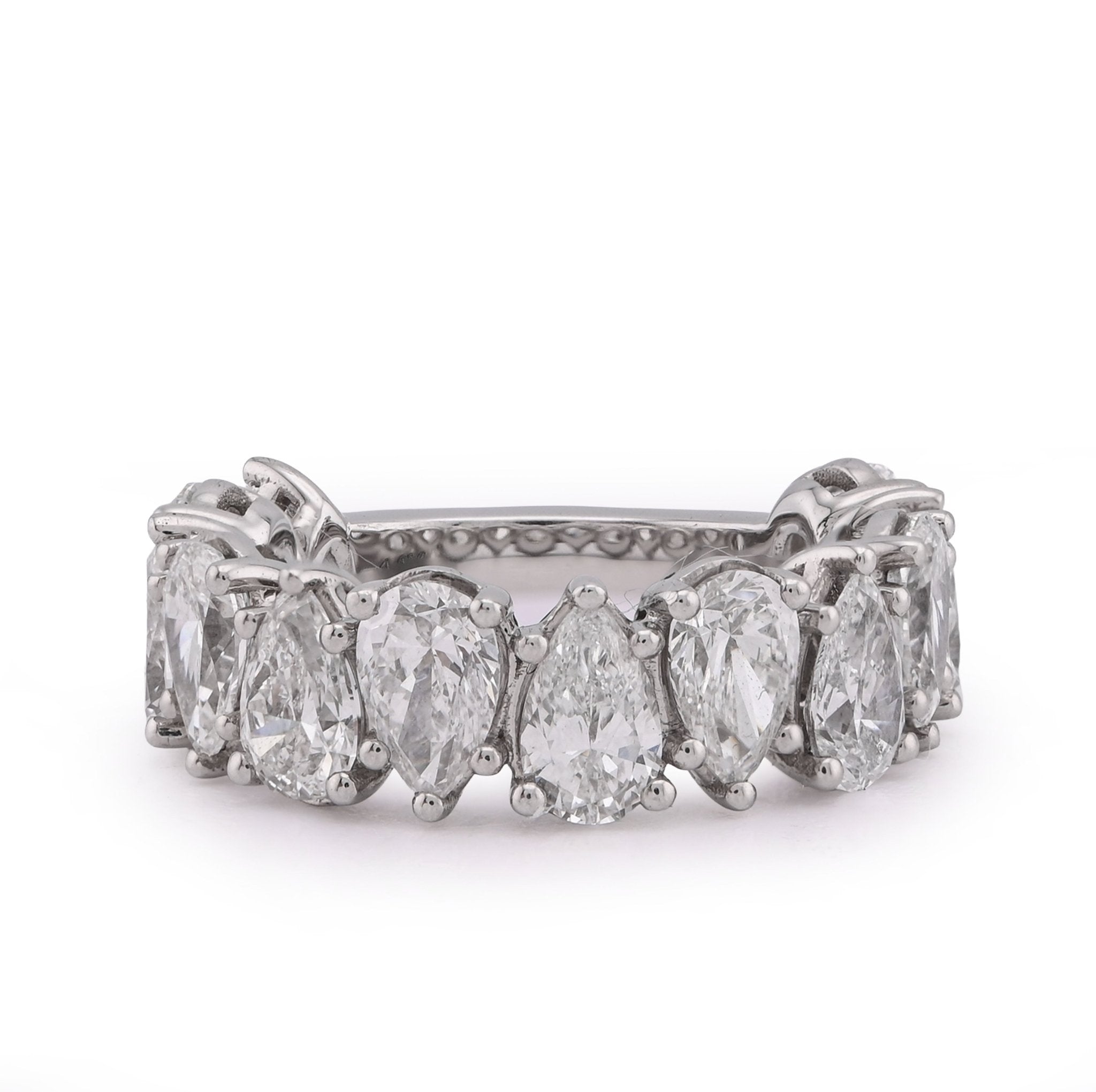 14K White Gold 5.95CT Tear Drop/Pear Shape Link Solitaire Diamonds Lab Women Ring - Elite Jewelers - Rings