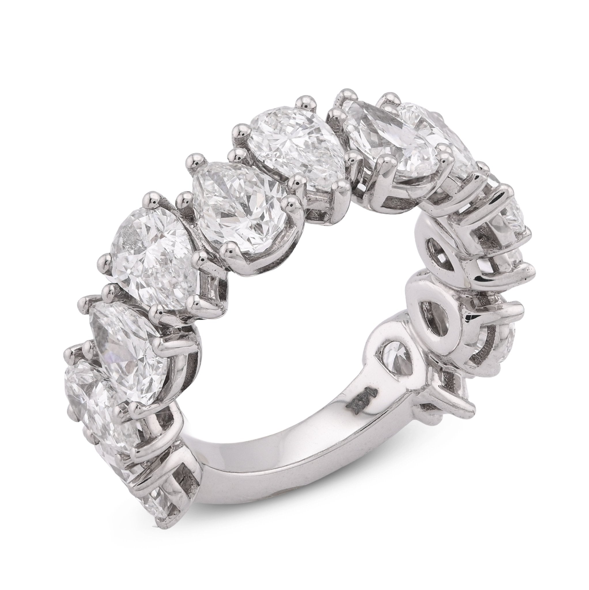14K White Gold 5.95CT Tear Drop/Pear Shape Link Solitaire Diamonds Lab Women Ring - Elite Jewelers - Rings