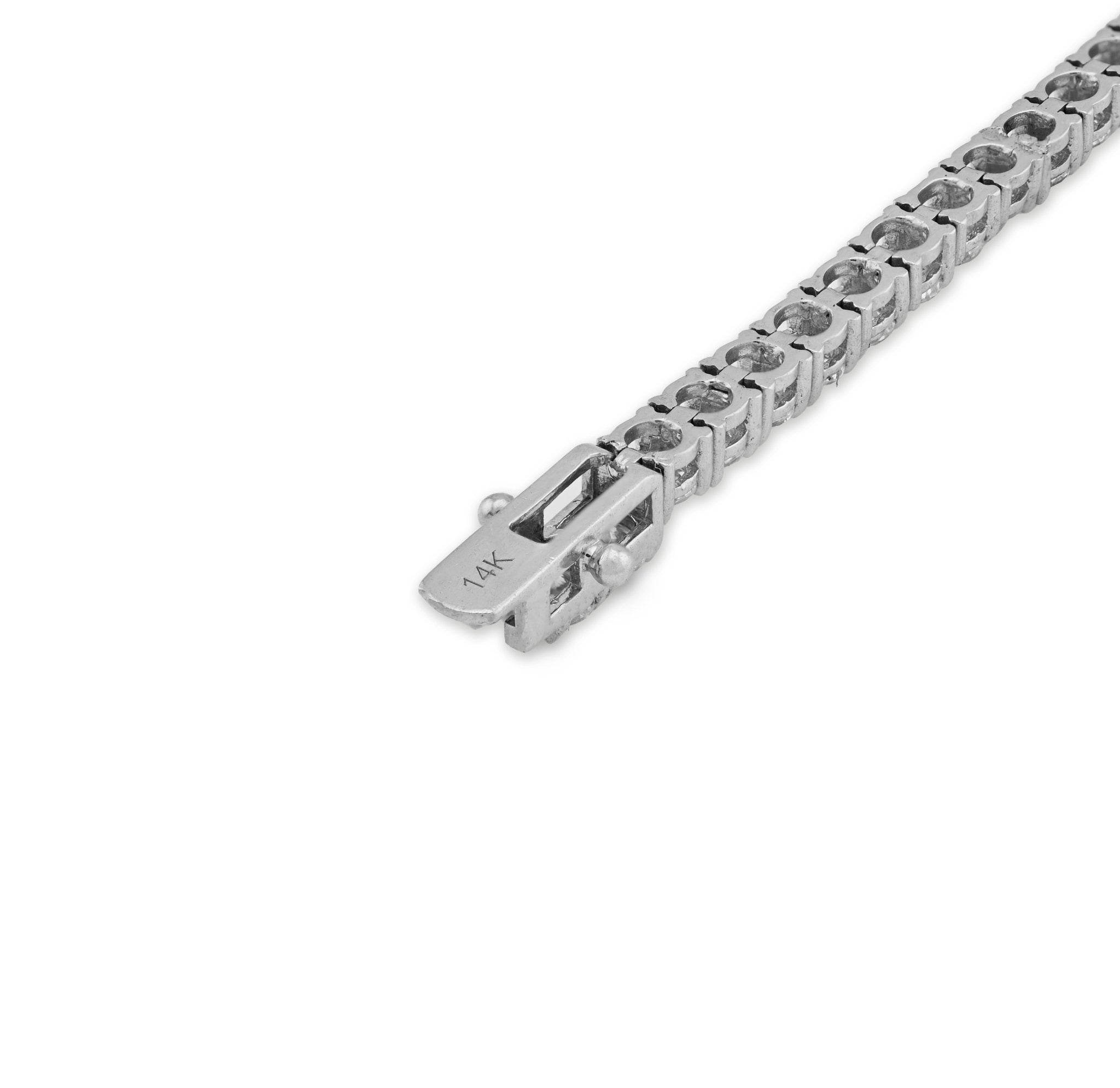 14K White Gold 6.85CT Lab Diamond 10 Pointer 3.5MM Men Women 11g Tennis Bracelet - Elite Jewelers - Bracelets
