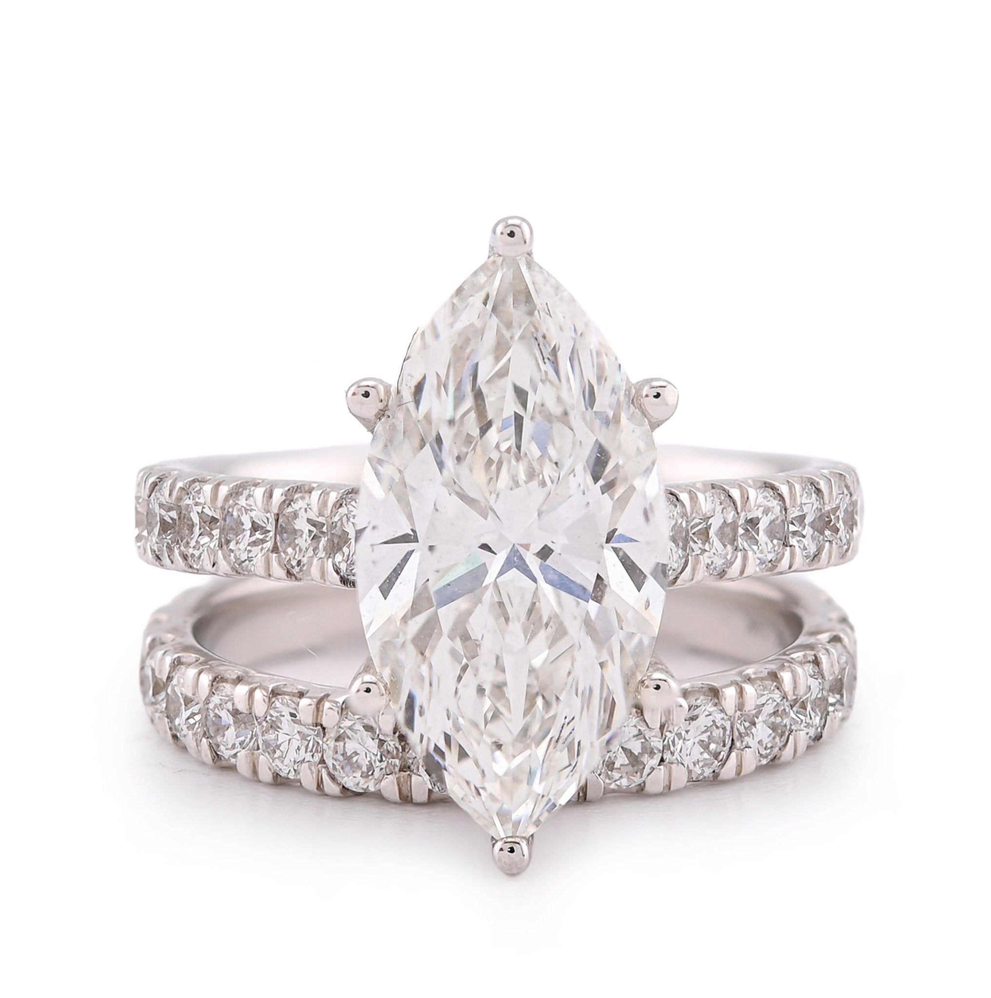14K White Gold 6CT Centre Marquise Solitaire Lab Diamond Women Ring - Elite Jewelers-Rings