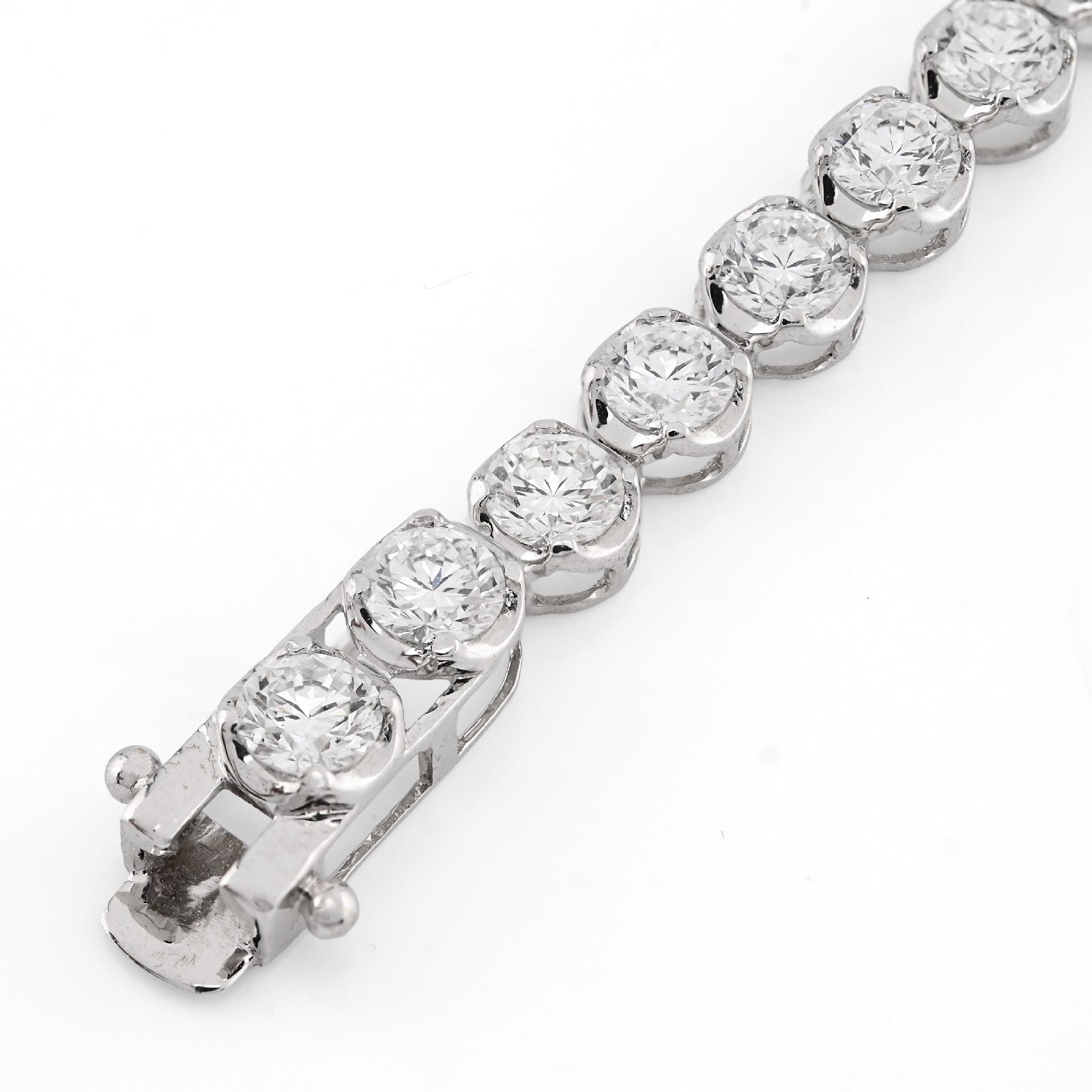 14K White Gold 7CT Lab Diamond 7" 15 Pointer Men Women Tennis Bracelet 4.5MM 7g - Elite Jewelers - Bracelets