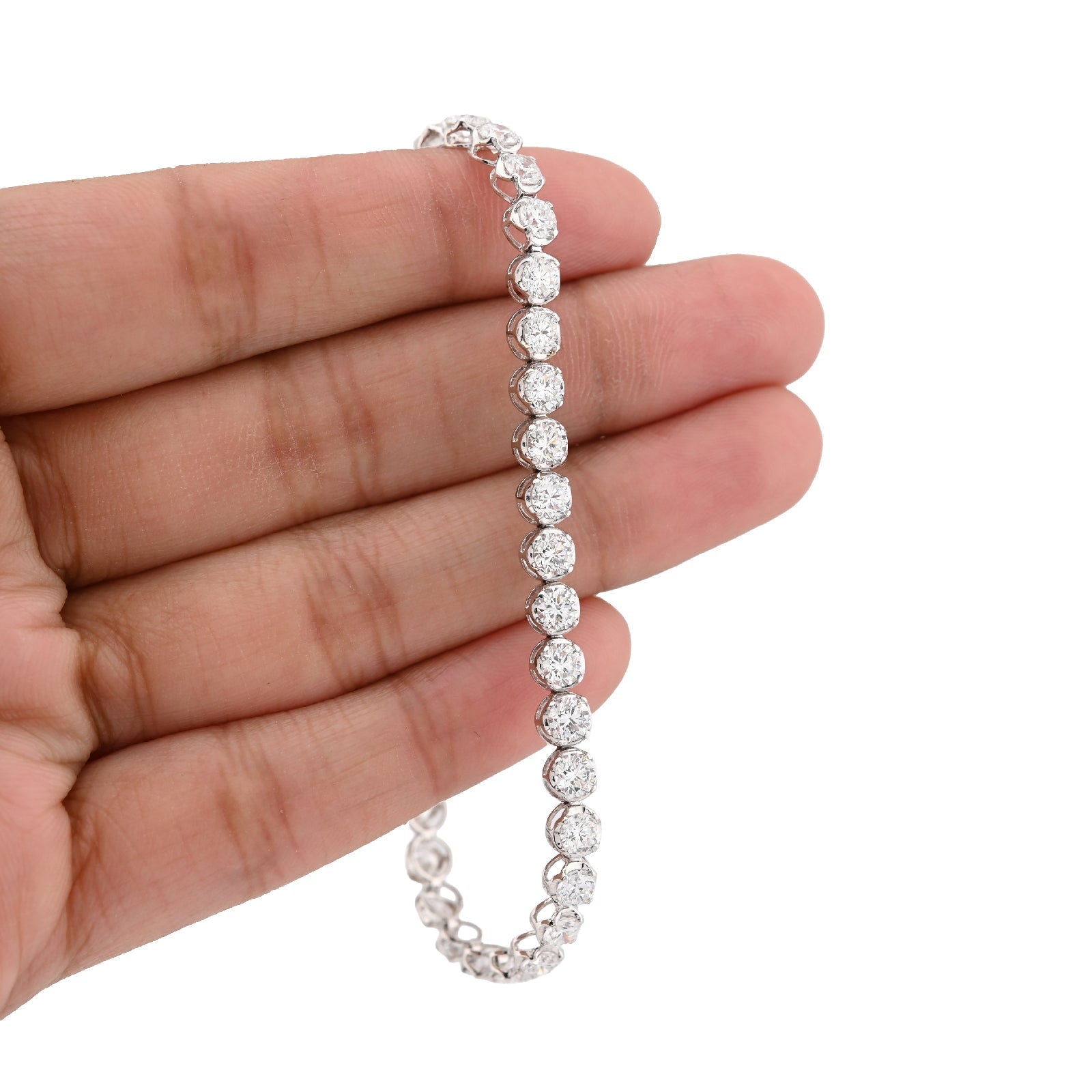 14K White Gold 7CT Lab Diamond 7" 15 Pointer Men Women Tennis Bracelet 4.5MM 7g - Elite Jewelers - Bracelets