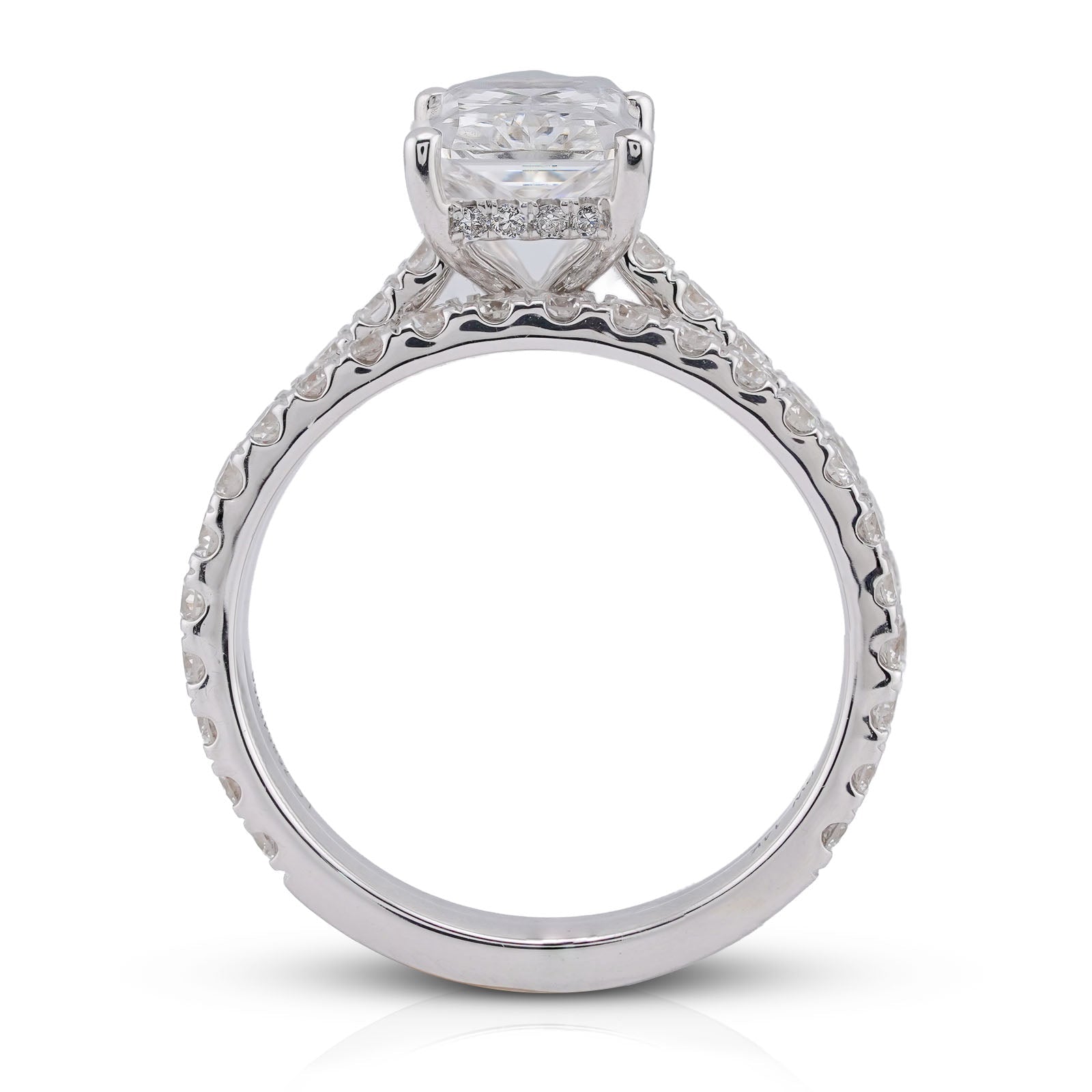 14K White Gold Centre Radiant Solitaire Round 3.30CT Lab Diamond Women Ring with Band - Elite Jewelers-Rings