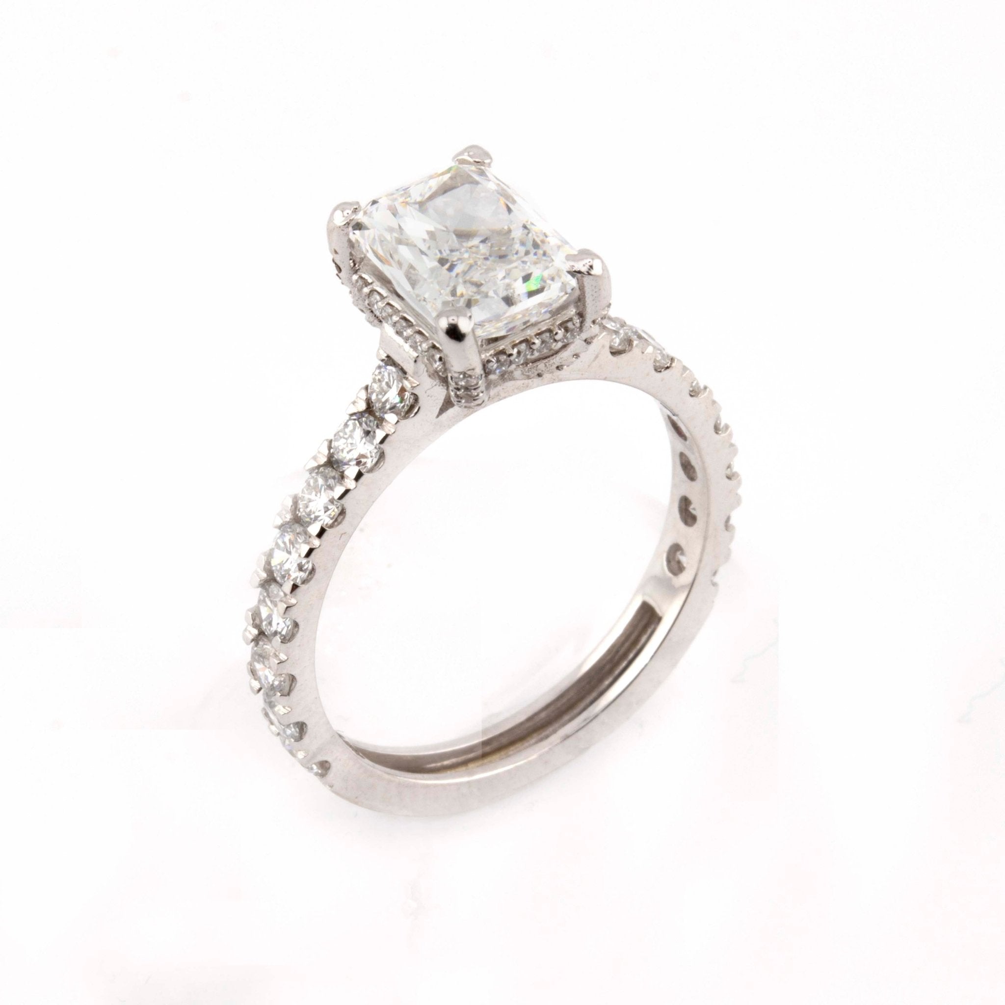 14k White Gold Lab Grown 3CT Radiant Solitaire Diamond Ring with EGL Certified - Elite Jewelers - Rings
