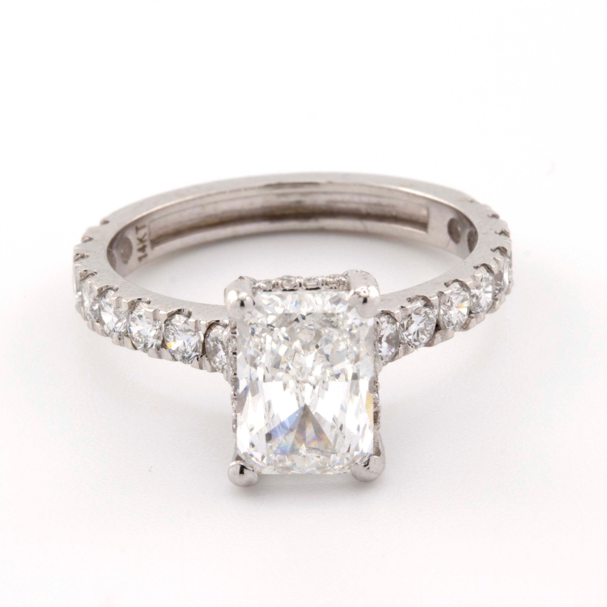 14k White Gold Lab Grown 3CT Radiant Solitaire Diamond Ring with EGL Certified - Elite Jewelers - Rings