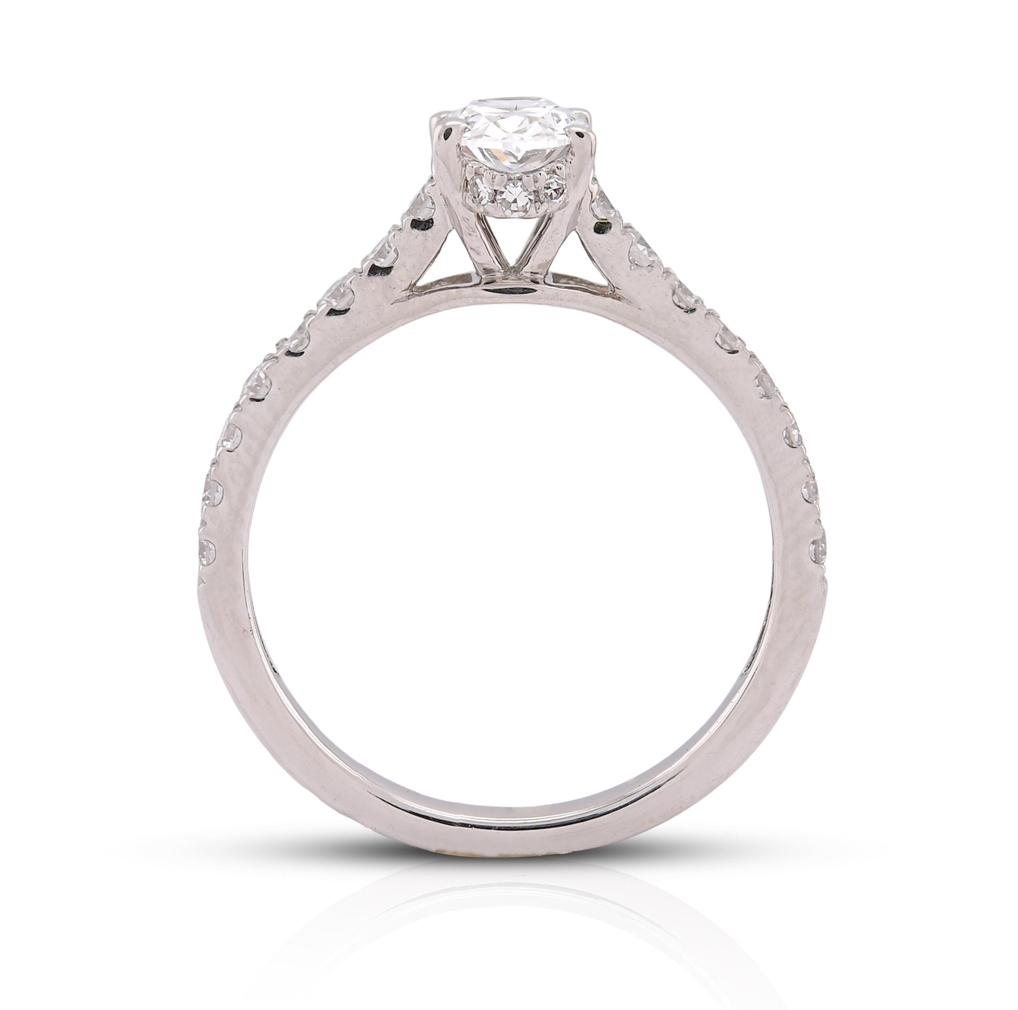14K White Gold Oval Solitaire Centre 1.25CT Lab Diamond Women Ring - Elite Jewelers-Rings