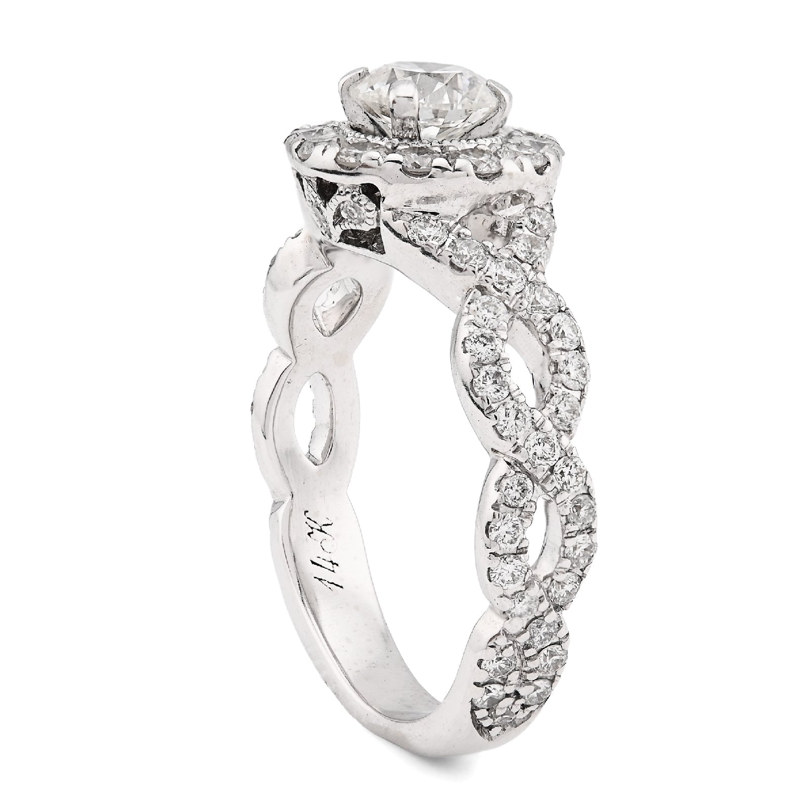 14K White Gold Women 2CT Round Solitare Natural Diamond Infinity link Wedding Ring - Elite Jewelers - Rings