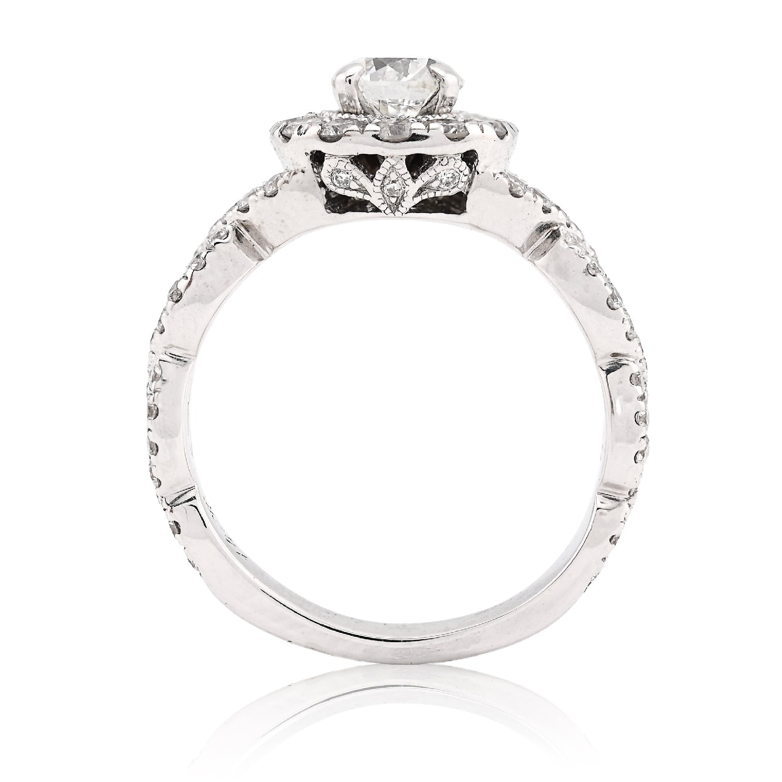 14K White Gold Women 2CT Round Solitare Natural Diamond Infinity link Wedding Ring - Elite Jewelers - Rings