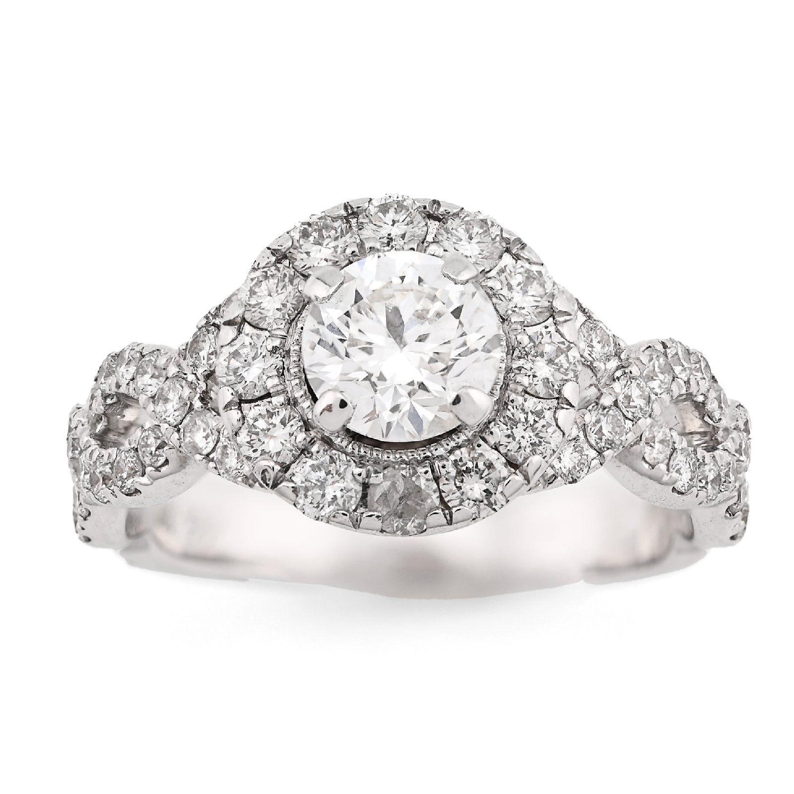 14K White Gold Women 2CT Round Solitare Natural Diamond Infinity link Wedding Ring - Elite Jewelers - Rings