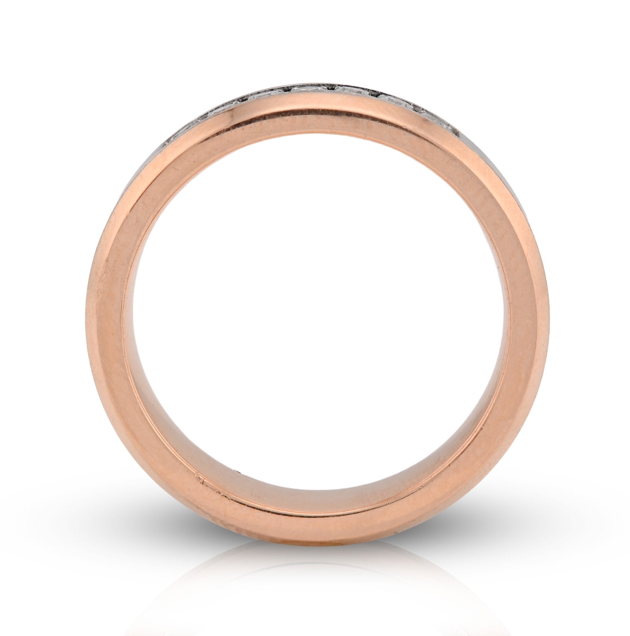 14K White/Rose Gold 0.25CT Natural Diamond Prong Set Centre Men band - Elite Jewelers - Rings