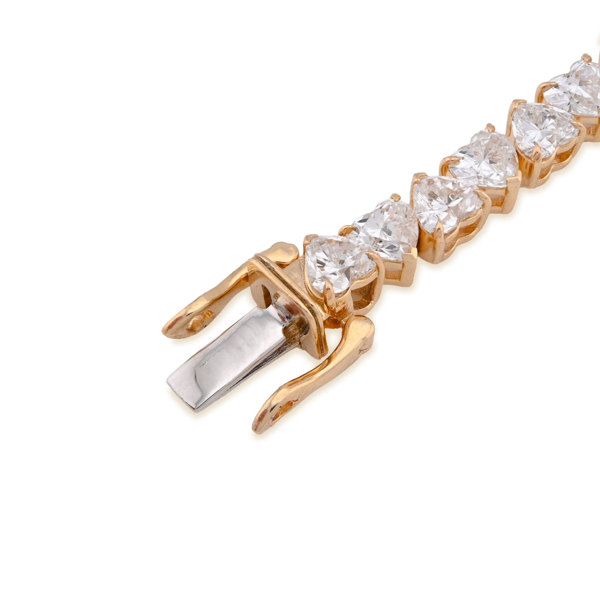 14K Yellow 30 Pointer Solitaire Gold Heart Link 12.84CT Lab Diamond 7" Women Bracelet - Elite Jewelers - Bracelets