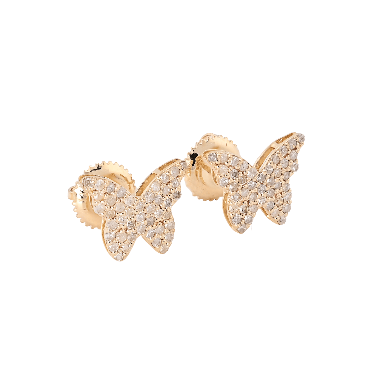 14k Yellow Gold 0.38CTW Natural Diamond Butterfly Studs Womens 1.17g Earring - Elite Jewelers - Earrings