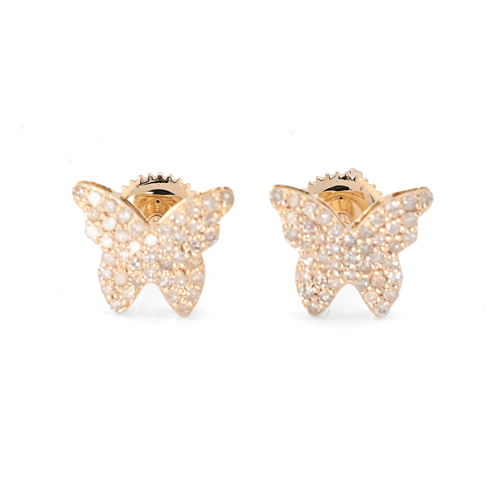14k Yellow Gold 0.38CTW Natural Diamond Butterfly Studs Womens 1.17g Earring - Elite Jewelers - Earrings