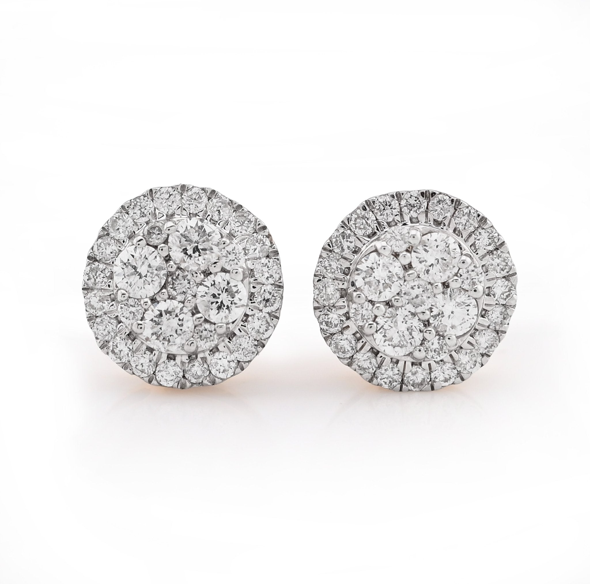 14K Yellow Gold 0.50CT Natural Diamond Halo Flower Cluster Earrings Men Women Studs - Elite Jewelers - Earrings