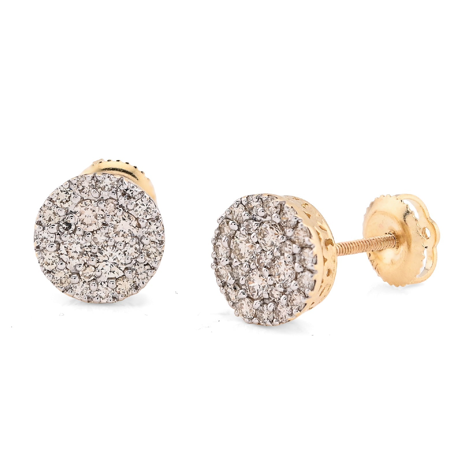 14K Yellow Gold 0.62CT Natural Diamond Round shape Halo Cluster Earrings Men Women Studs - Elite Jewelers - Earrings