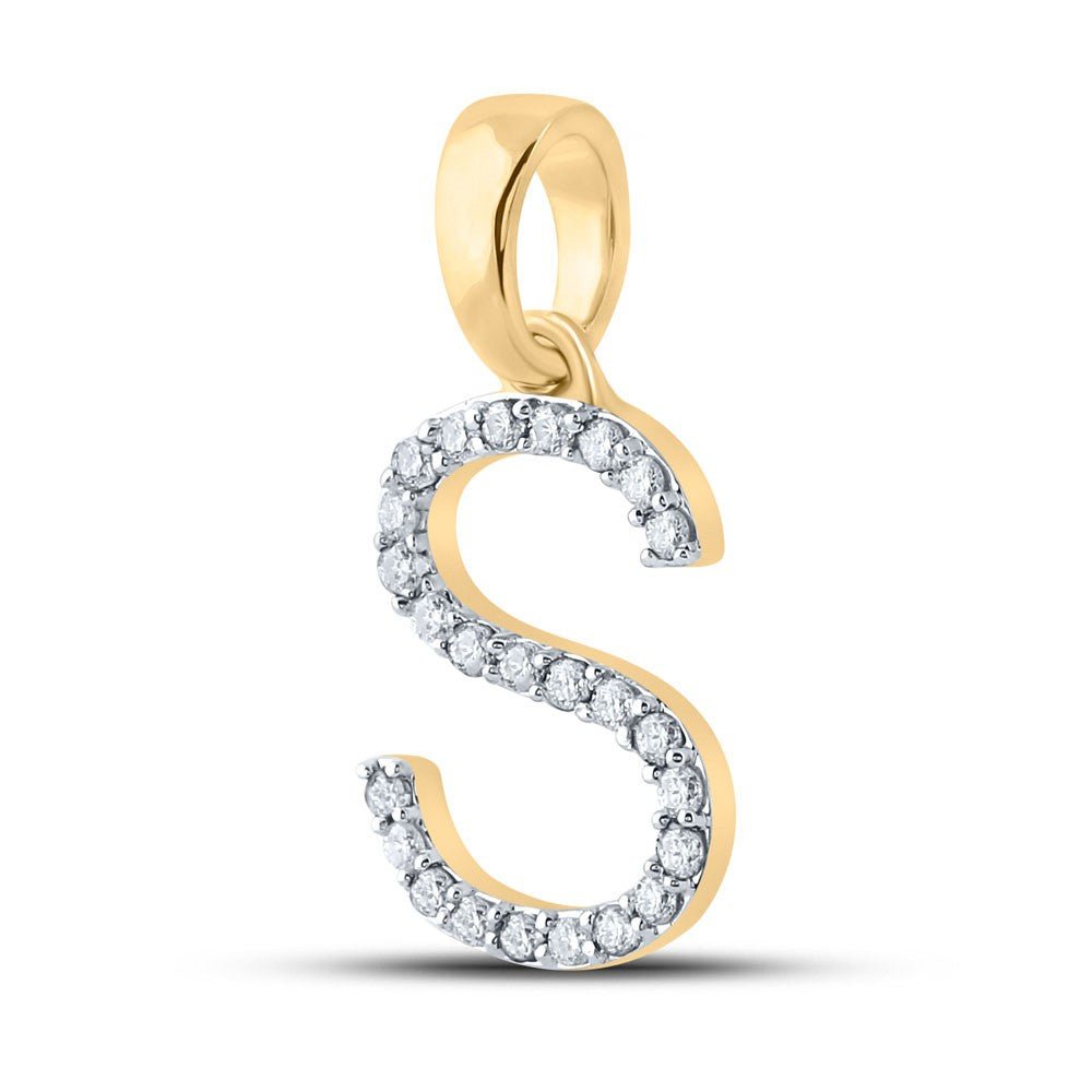 14k Yellow Gold 1.03gms 0.22CTW Natural Diamond Initial "S" Letter Pendant Charm - Elite Jewelers - Charms & Pendants
