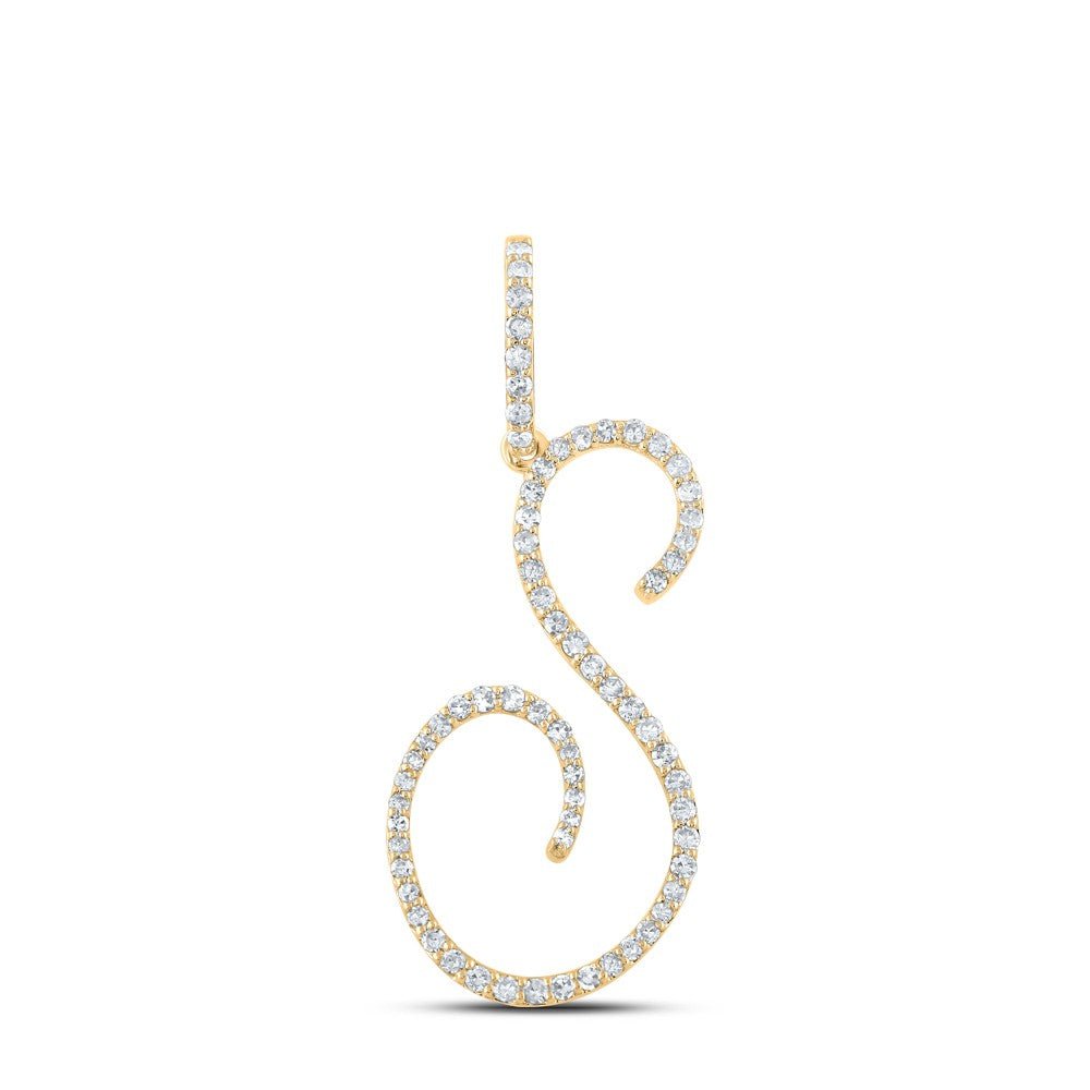 14k Yellow Gold 1.52g 0.44CTW Natural Diamond Initial "S" Pendant Alphabet Charm - Elite Jewelers - Charms & Pendants
