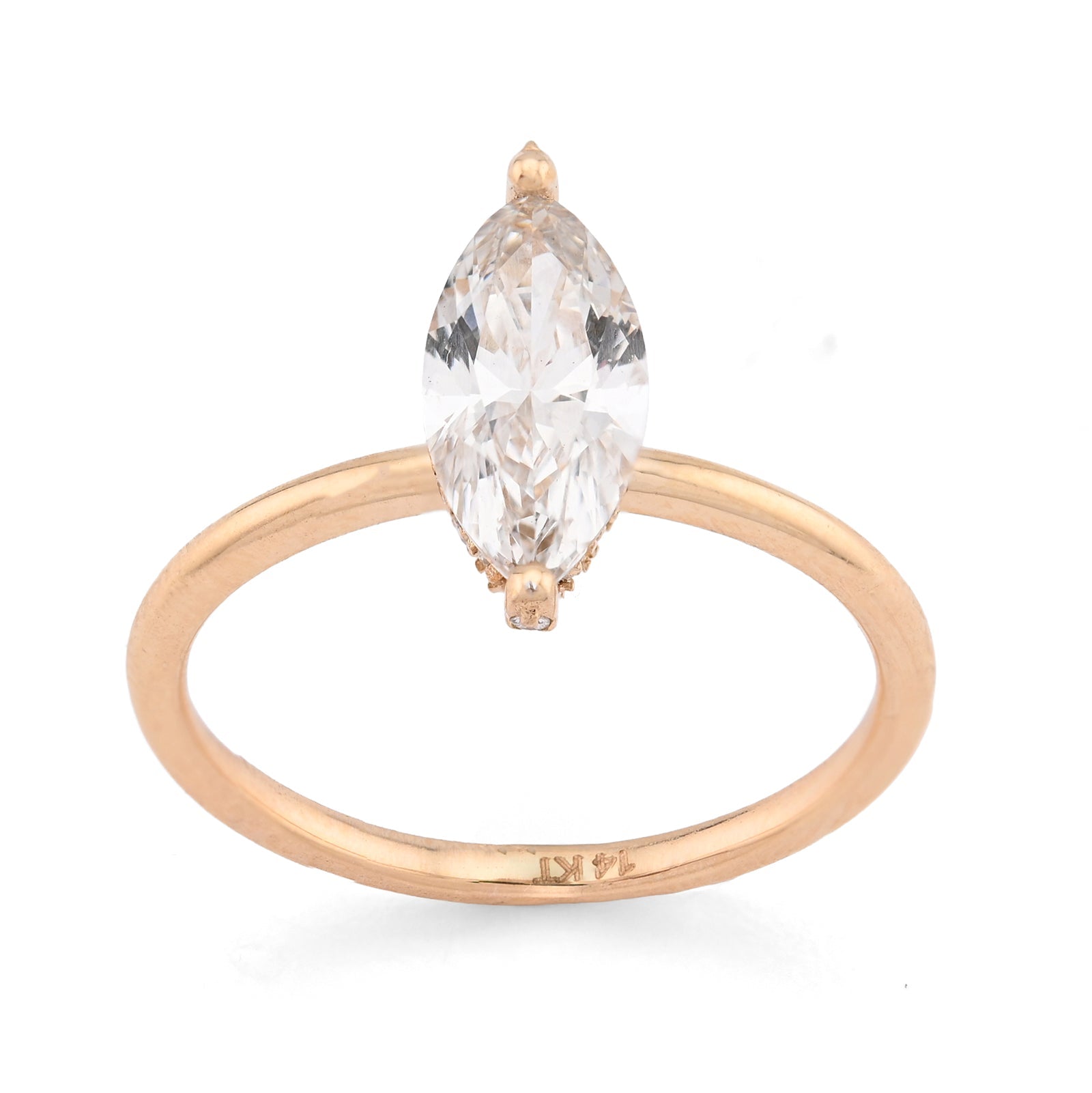 14K Yellow Gold 1CT Marquise Solitaire Lab Diamond Women Wedding Ring - Elite Jewelers - Rings