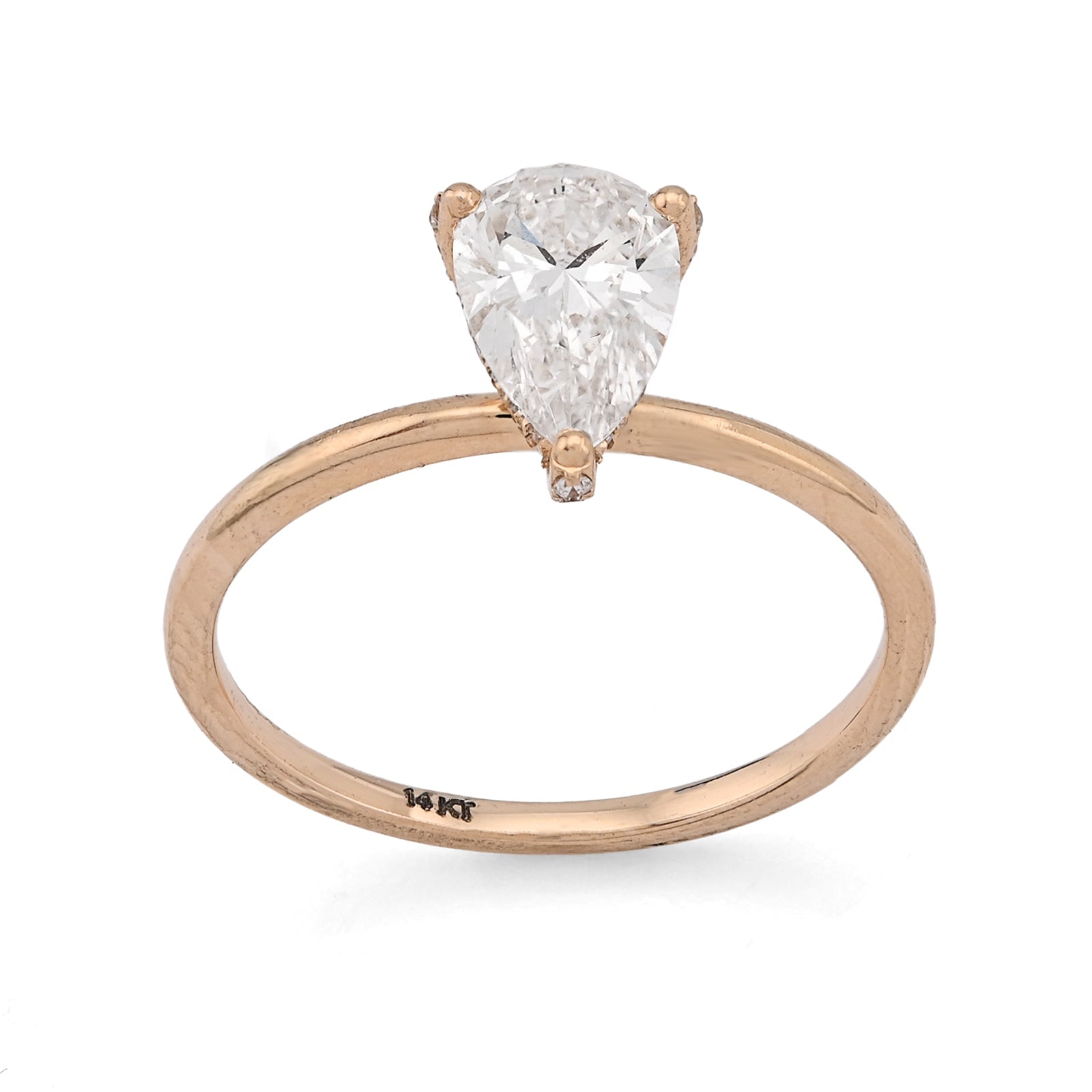 14K Yellow Gold 1CT Tear Drop Solitaire Lab Diamond Women Wedding Ring - Elite Jewelers - Rings