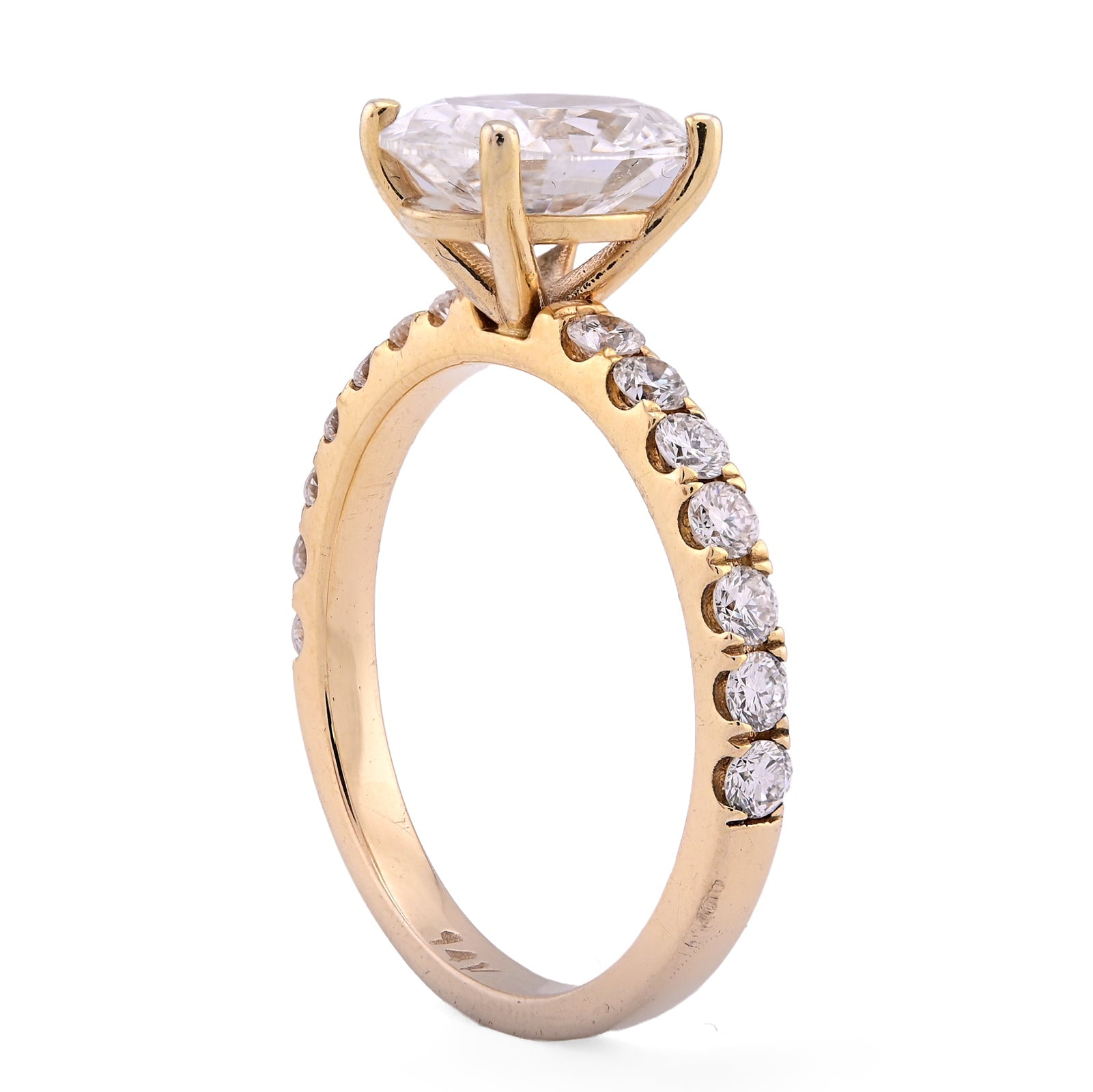 14K Yellow Gold 2.3CT Oval Solitaire Centre 3.06TC Women Ring Lab Diamond Band - Elite Jewelers - Rings