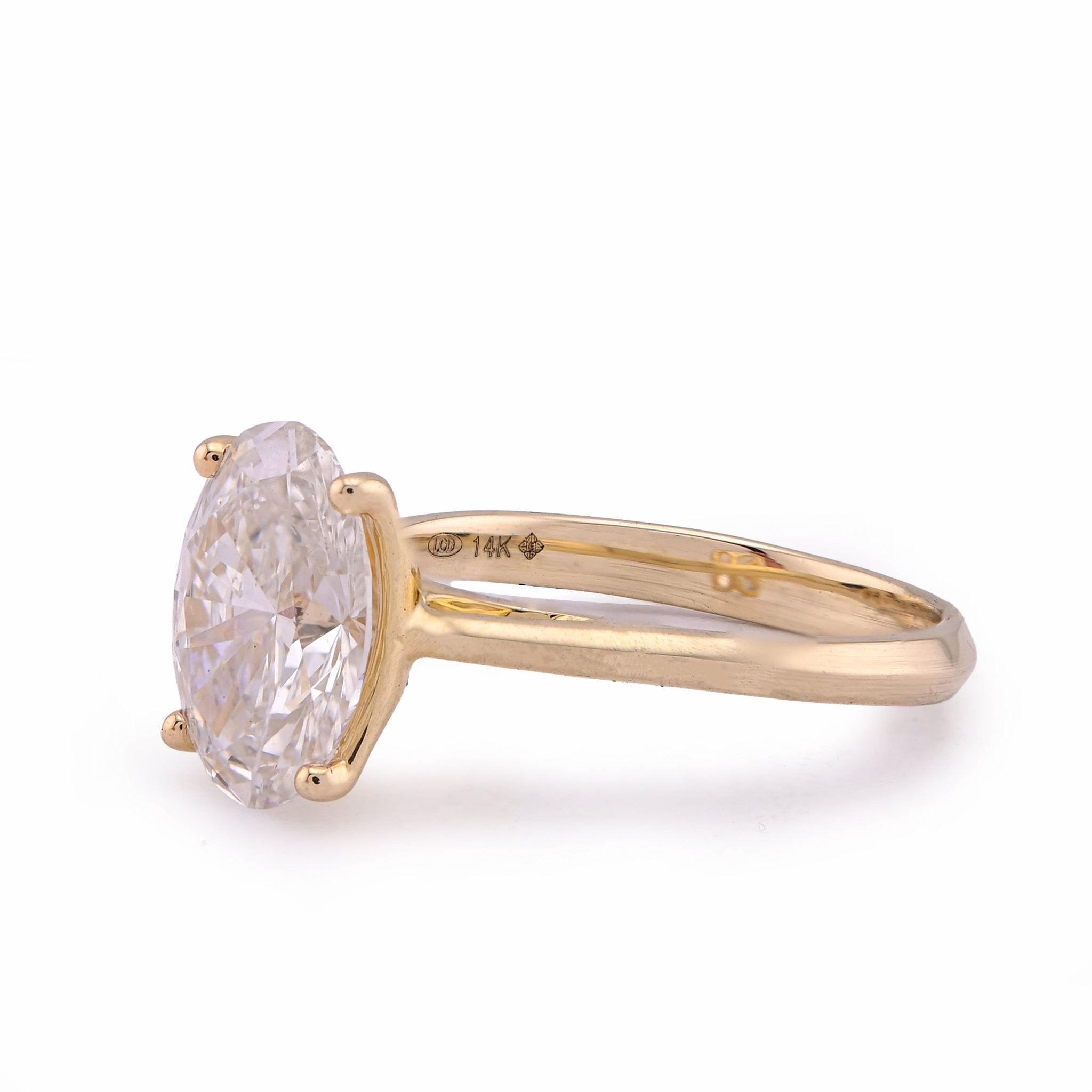 14K Yellow Gold 2.5CT Oval Solitaire Centre Lab Diamond Women Ring - Elite Jewelers - Rings
