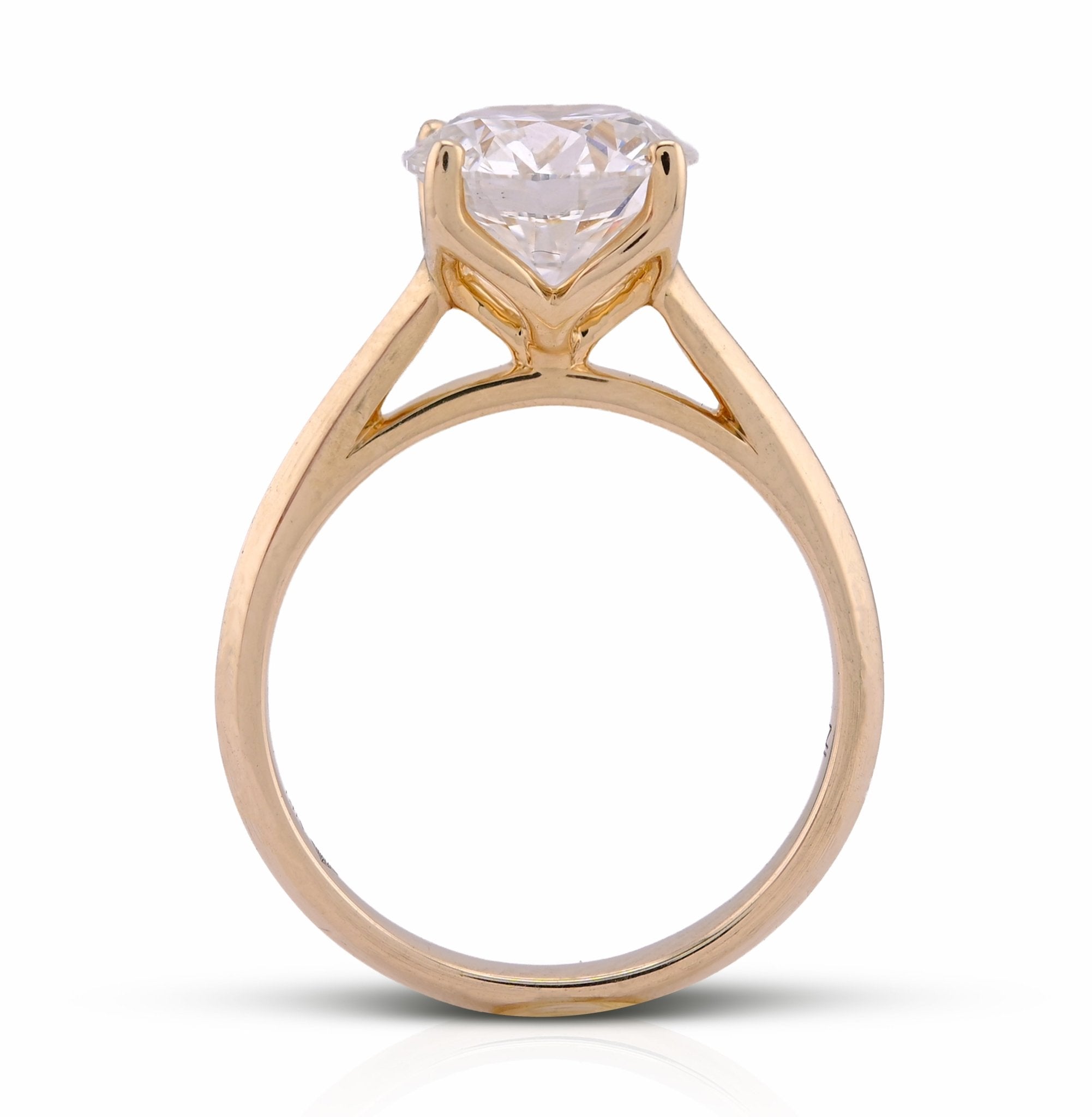 14K Yellow Gold 2.5CT Round Solitaire Centre Lab Diamond Women Ring - Elite Jewelers - Rings