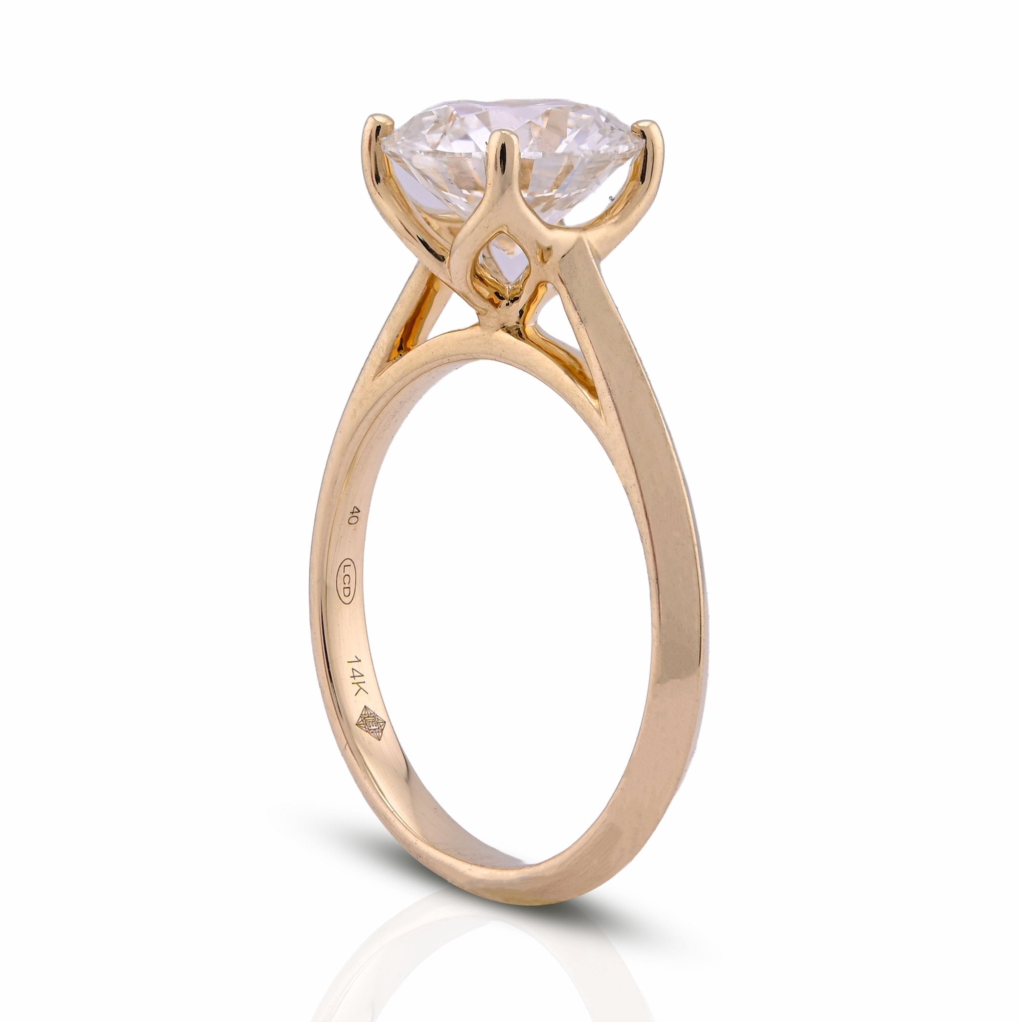 14K Yellow Gold 2.5CT Round Solitaire Centre Lab Diamond Women Ring - Elite Jewelers - Rings