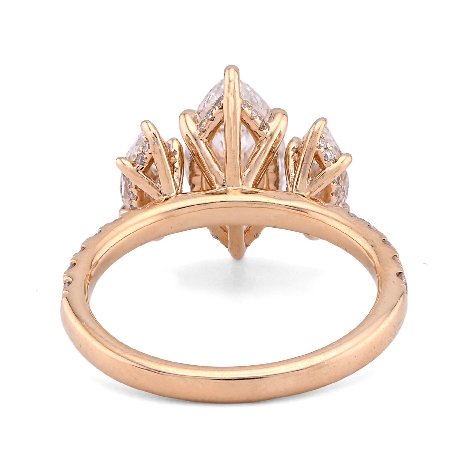 14K Yellow Gold 2CT Marquise Solitaire 3 Pair Centre 3.45TC Lab Diamond Women Ring - Elite Jewelers - Rings
