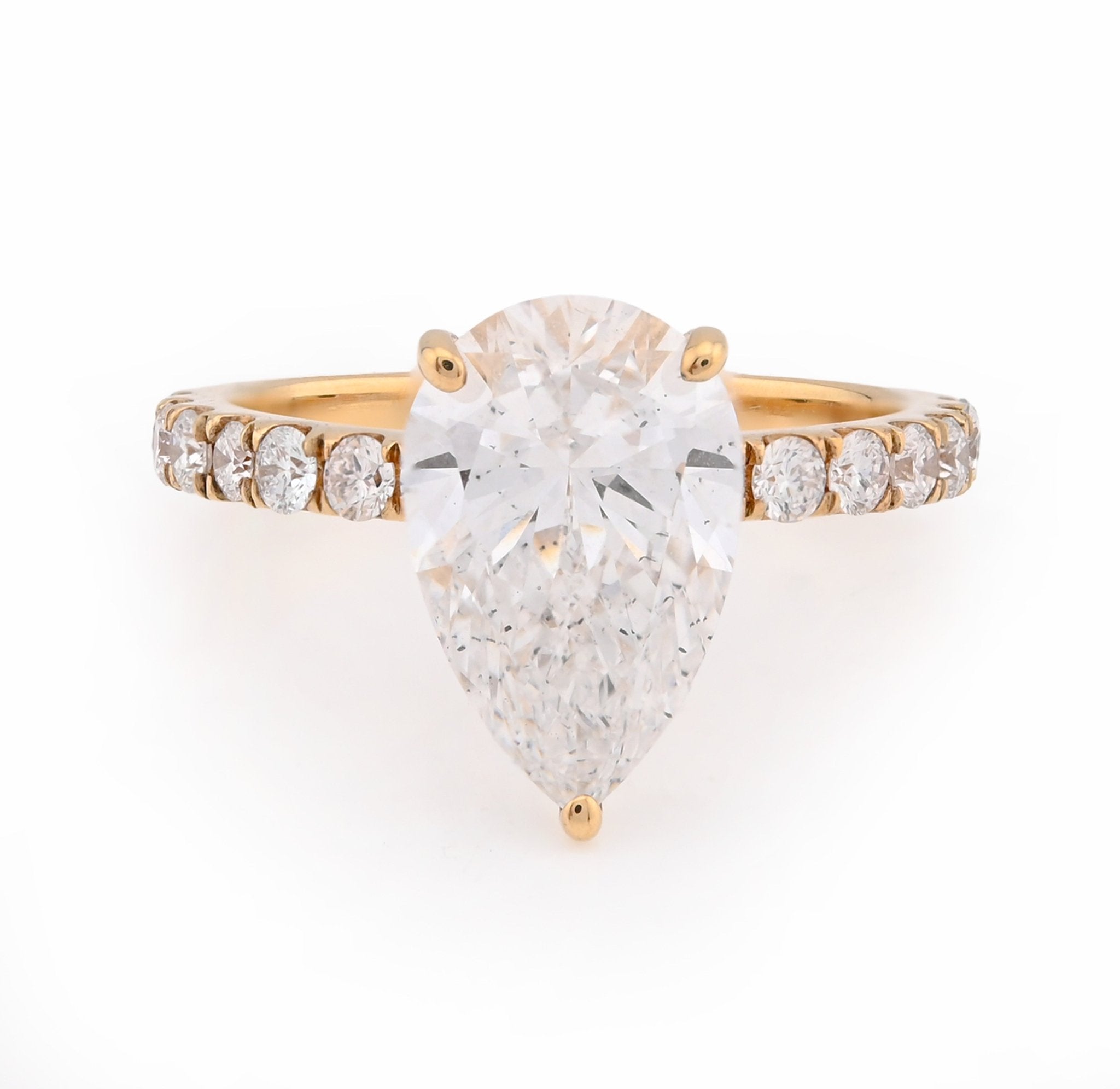 14K Yellow Gold 3.85CT Tear Drop Solitaire Lab Diamond Women's Ring - Elite Jewelers - Rings