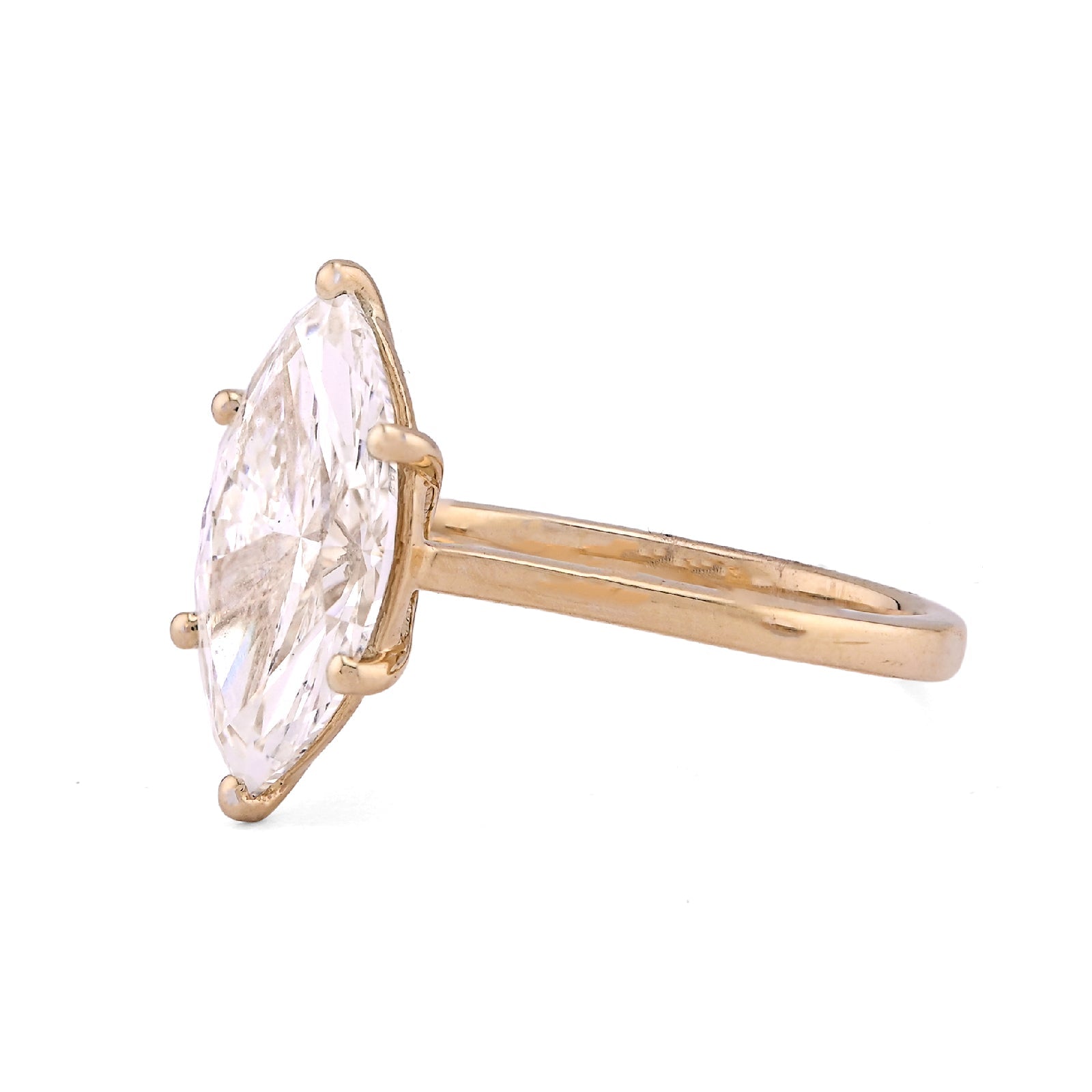 14K Yellow Gold 3CT Centre Marquise Lab Diamond Women Ring - Elite Jewelers - Rings