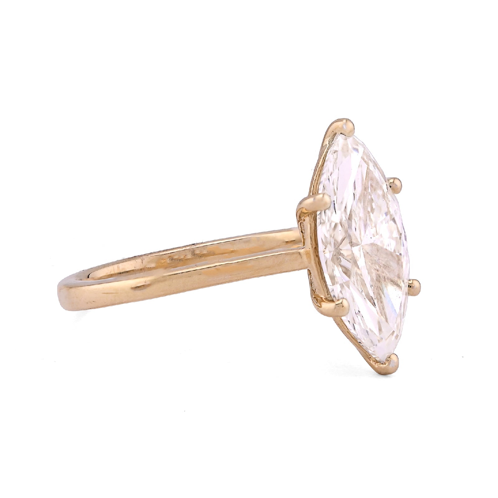 14K Yellow Gold 3CT Centre Marquise Lab Diamond Women Ring - Elite Jewelers - Rings