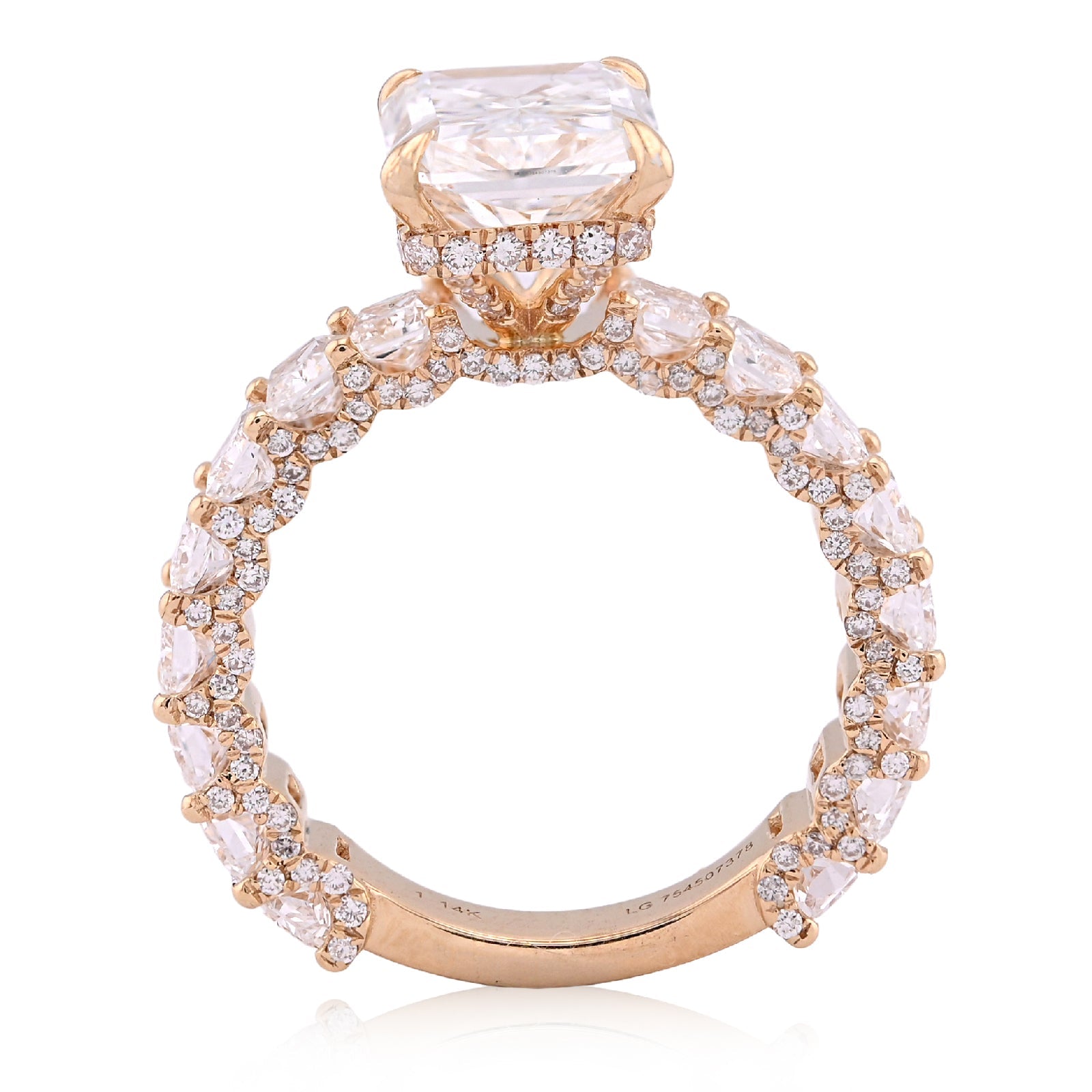 14K Yellow Gold 4.10CT Natural Diamond Radiant Centre 8.23TC Side Iced Women Lab Diamond Ring - Elite Jewelers - Rings