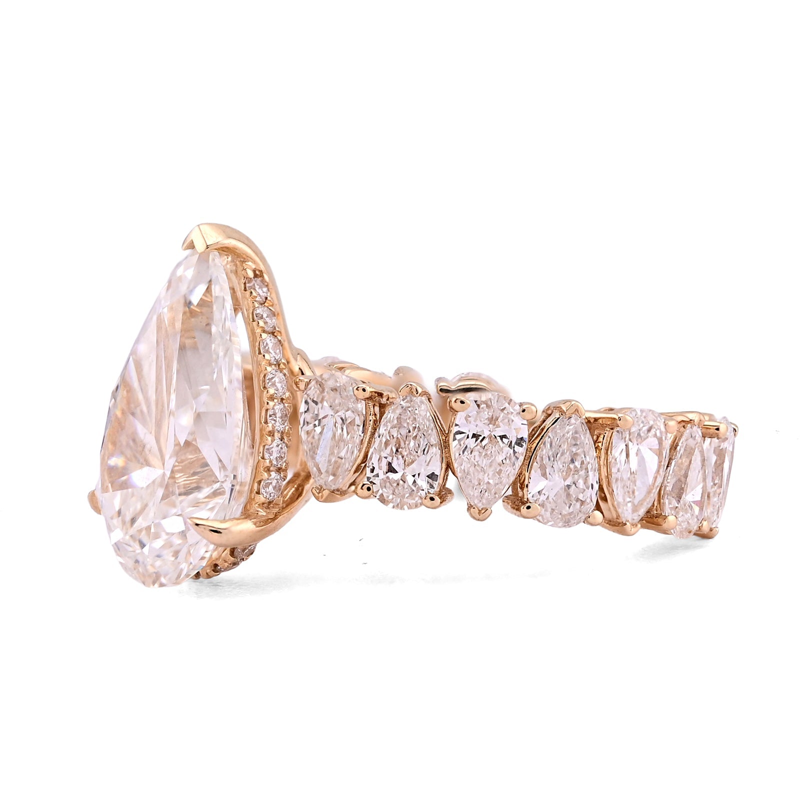 14K Yellow Gold 5.03CT Tear Drop/Pear Shape Solitaire Centre 7.9TC Lab Diamond Women Ring - Elite Jewelers - Rings