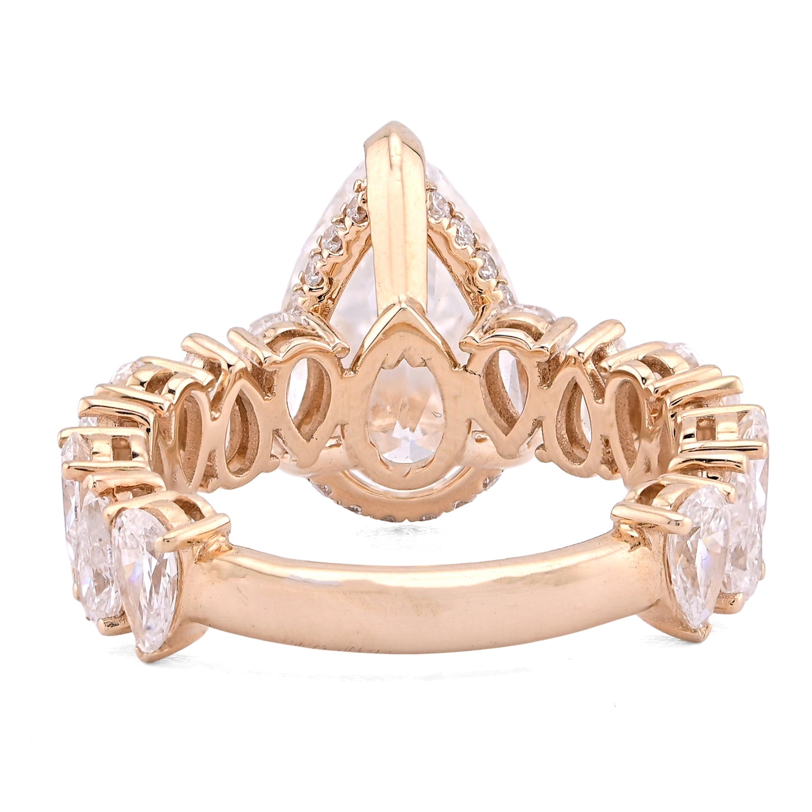 14K Yellow Gold 5.03CT Tear Drop/Pear Shape Solitaire Centre 7.9TC Lab Diamond Women Ring - Elite Jewelers - Rings