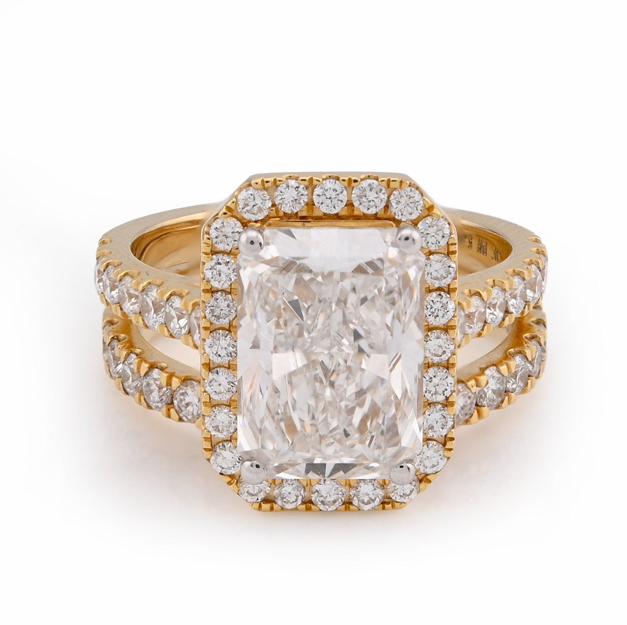14K Yellow Gold 5.34CT Radiant Solitaire Lab Diamond Rectangular Shape Ring Women Band - Elite Jewelers - Rings