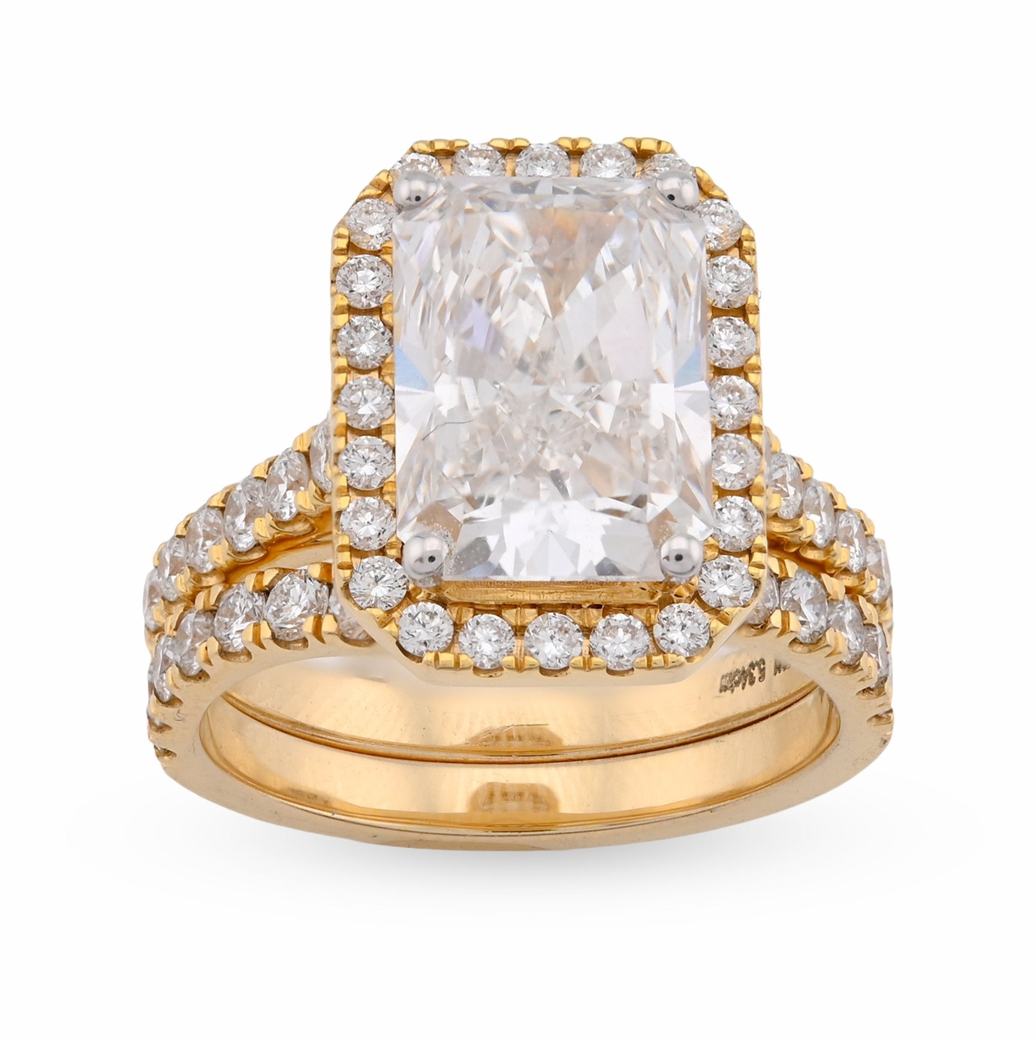 14K Yellow Gold 5.34CT Radiant Solitaire Lab Diamond Rectangular Shape Ring Women Band - Elite Jewelers - Rings