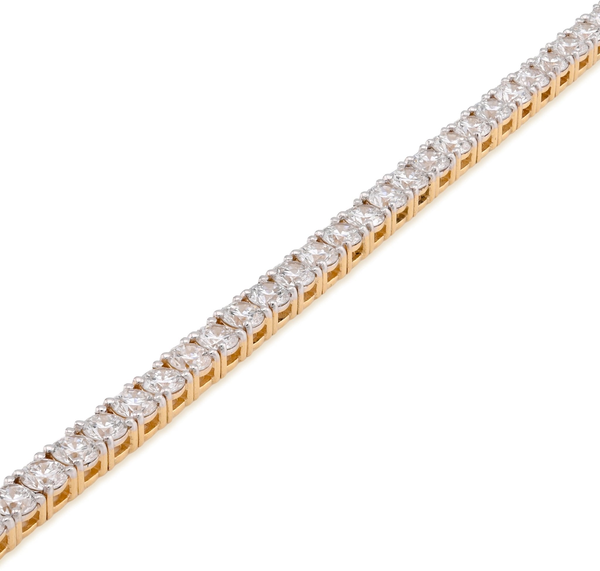 14K Yellow Gold 5.60CT Round Lab Diamond 8 Pointer Women 8" Tennis Bracelet - Elite Jewelers - Bracelets