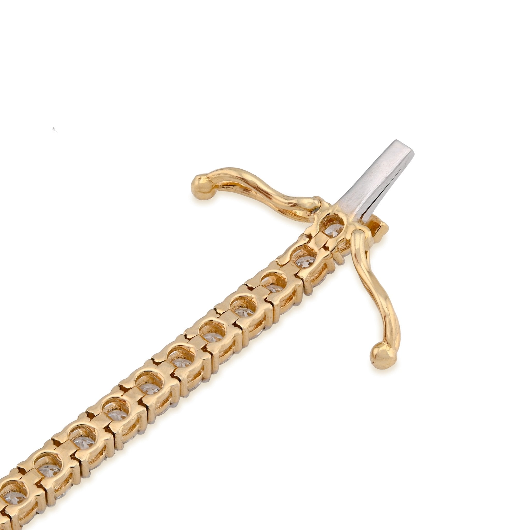 14K Yellow Gold 5.60CT Round Lab Diamond 8 Pointer Women 8" Tennis Bracelet - Elite Jewelers - Bracelets